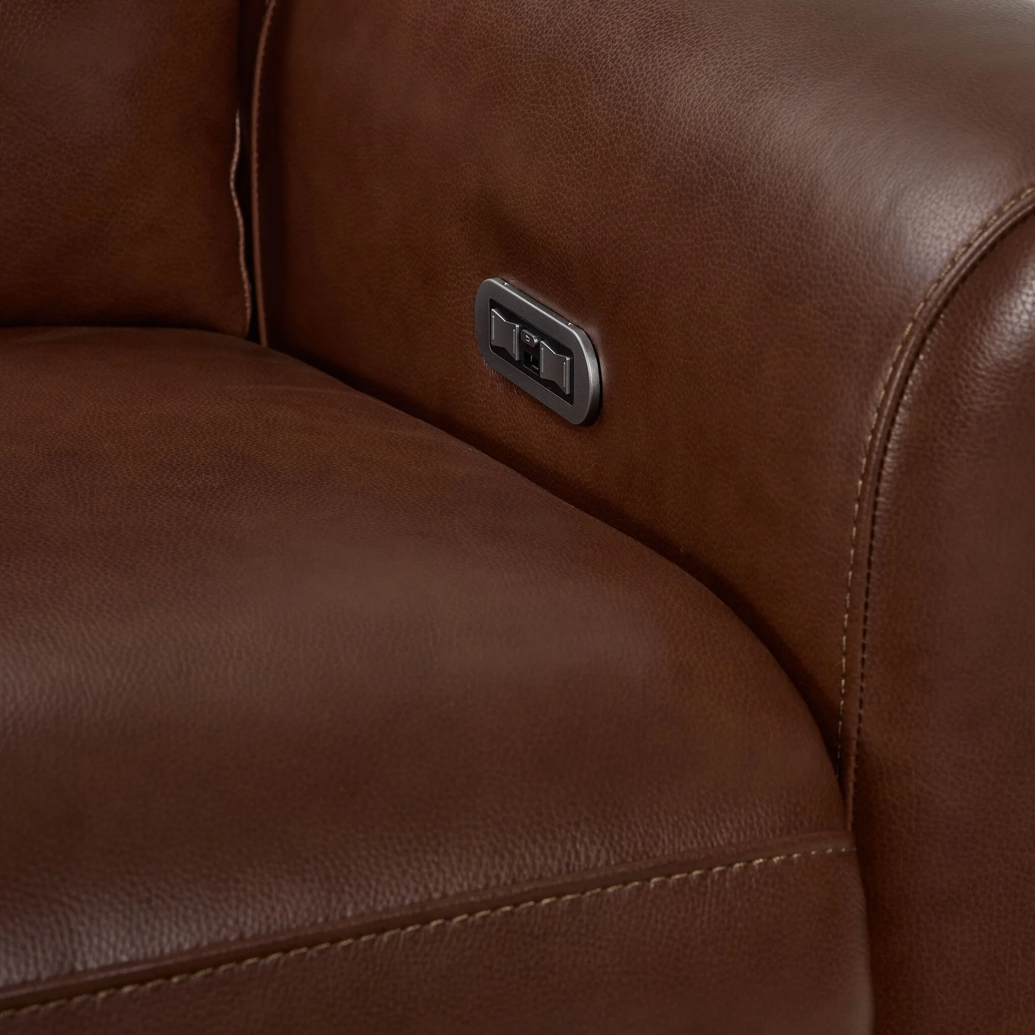 Conrad Leather Dual Power Reclining Sofa and Loveseat Set - Dark Brown - Image 4