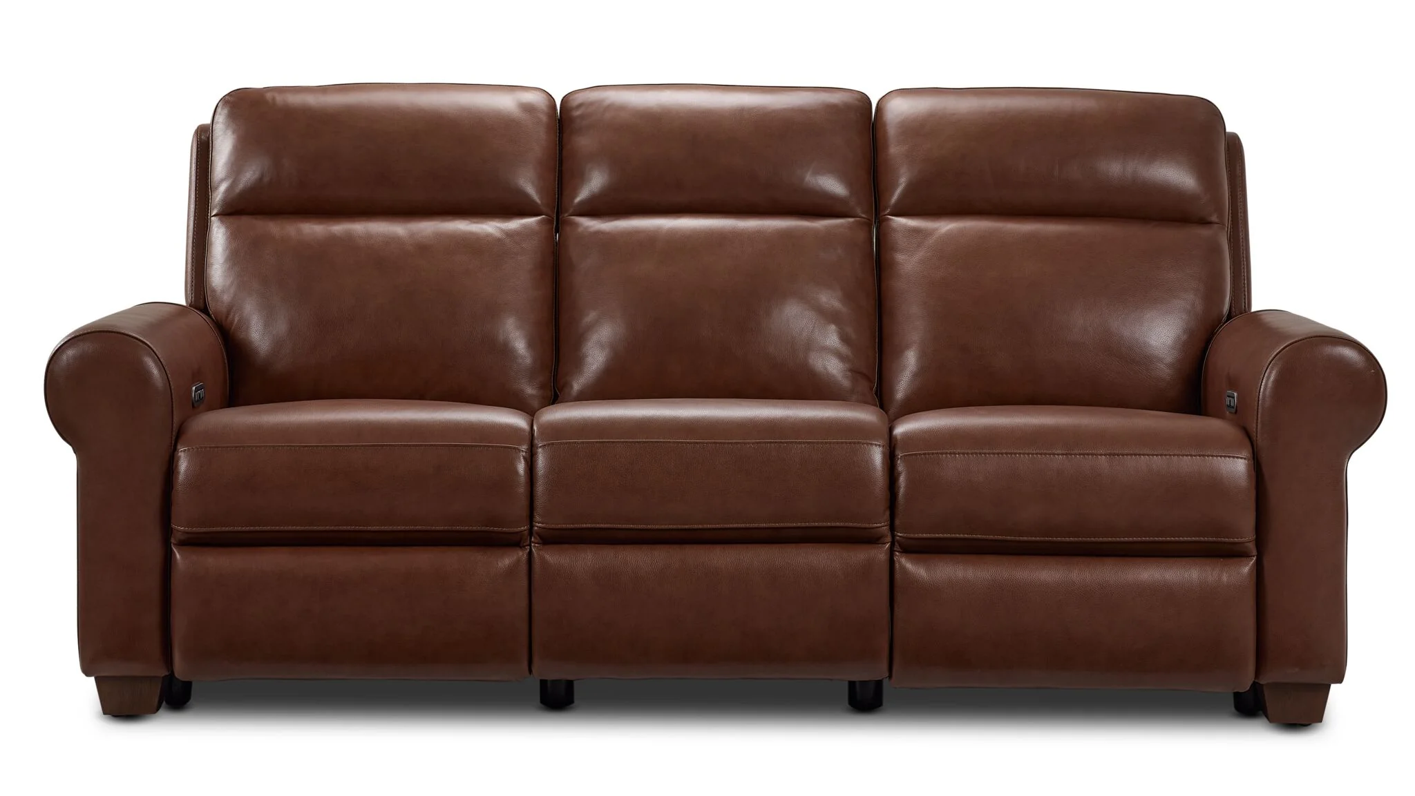 Conrad Leather Dual Power Reclining Sofa - Dark Brown - Image 2