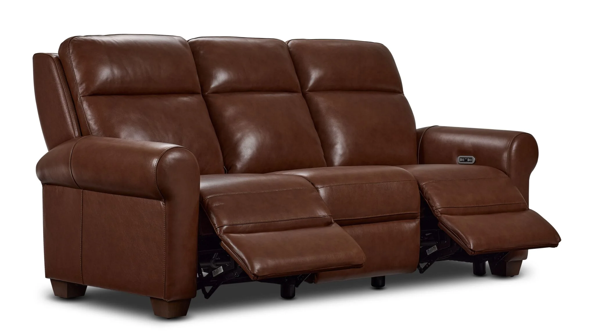 Conrad Leather Dual Power Reclining Sofa - Dark Brown - Image 3