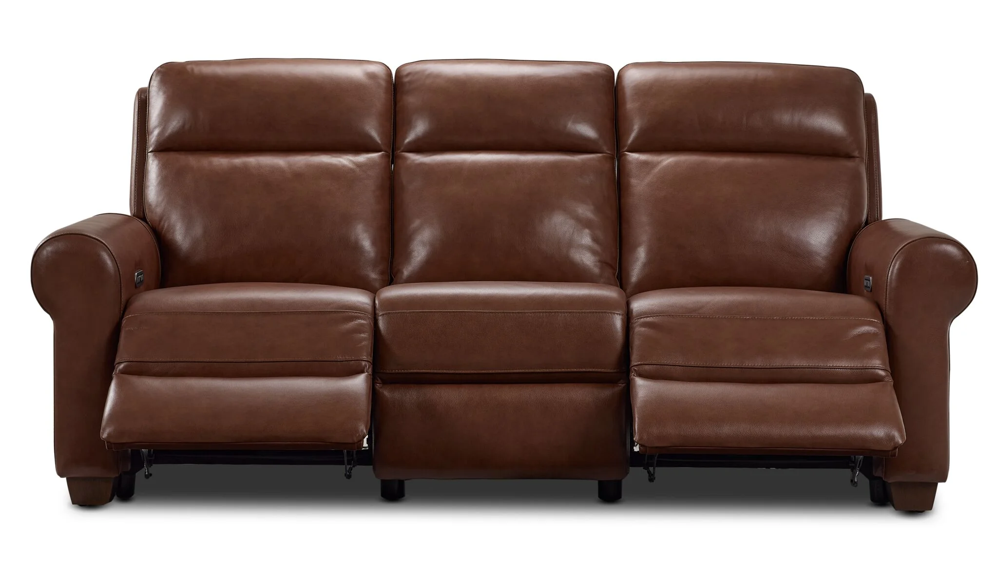 Conrad Leather Dual Power Reclining Sofa - Dark Brown - Image 4