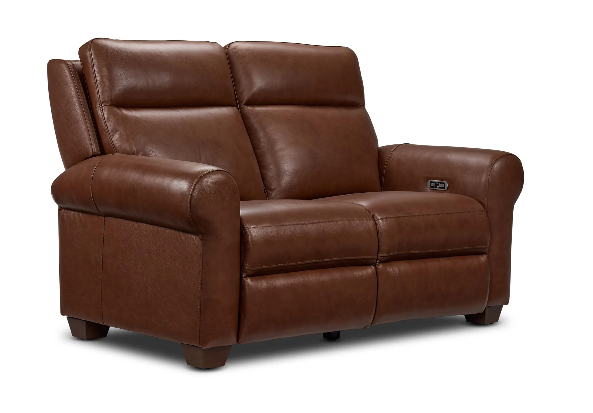 Conrad Leather Dual Power Reclining Sofa and Loveseat Set - Dark Brown - Image 3