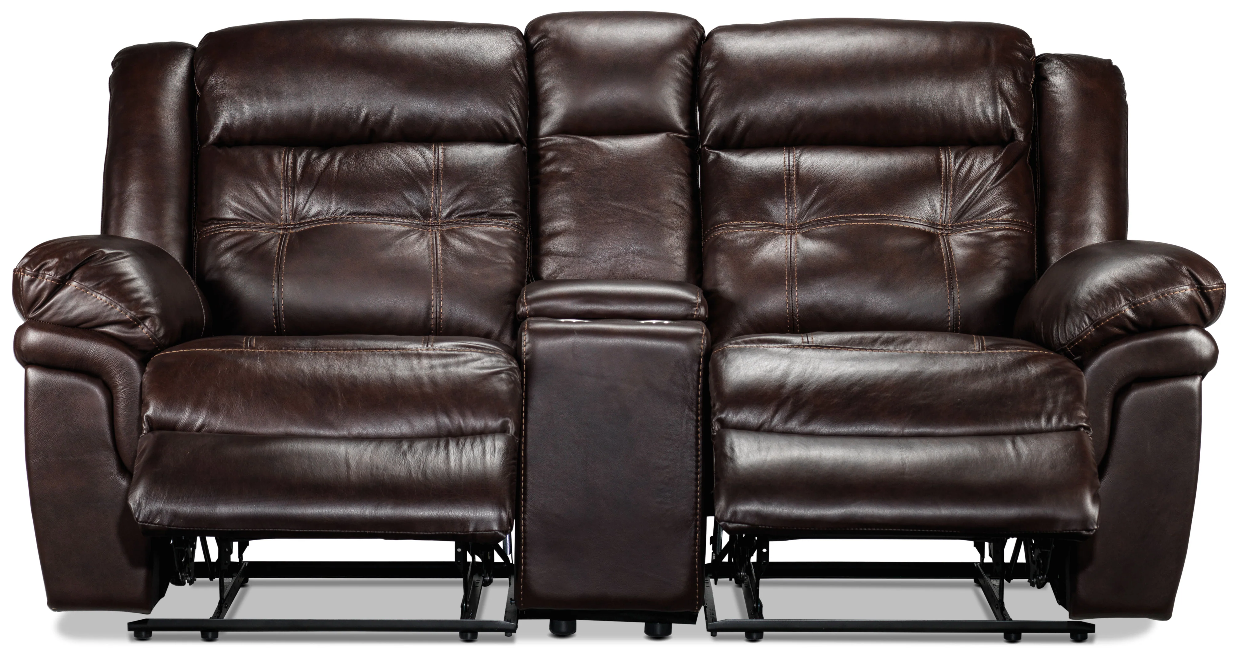 Cooper Leather Reclining Loveseat with Console - Brown - Image 4