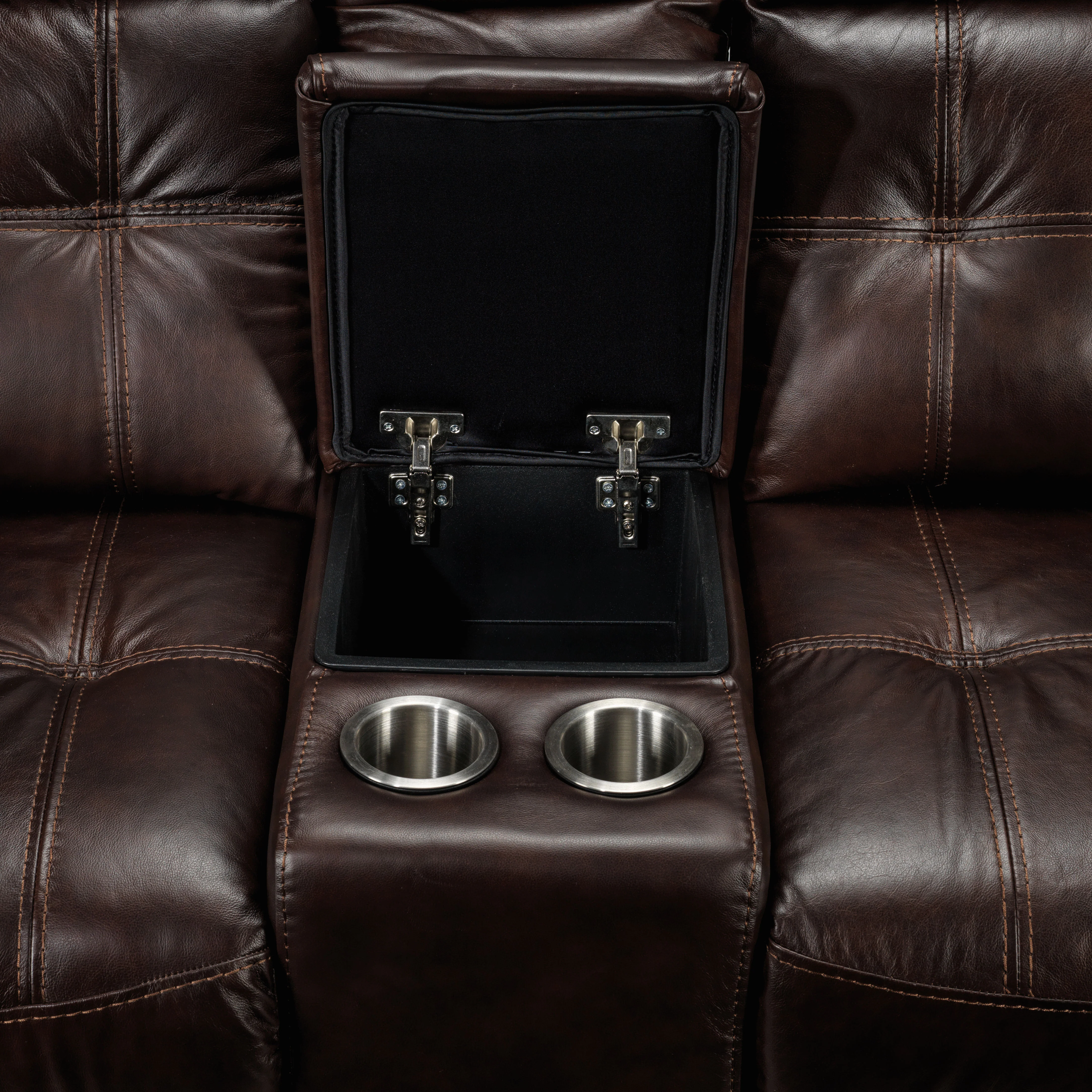 Cooper Leather Reclining Loveseat with Console - Brown - Image 5