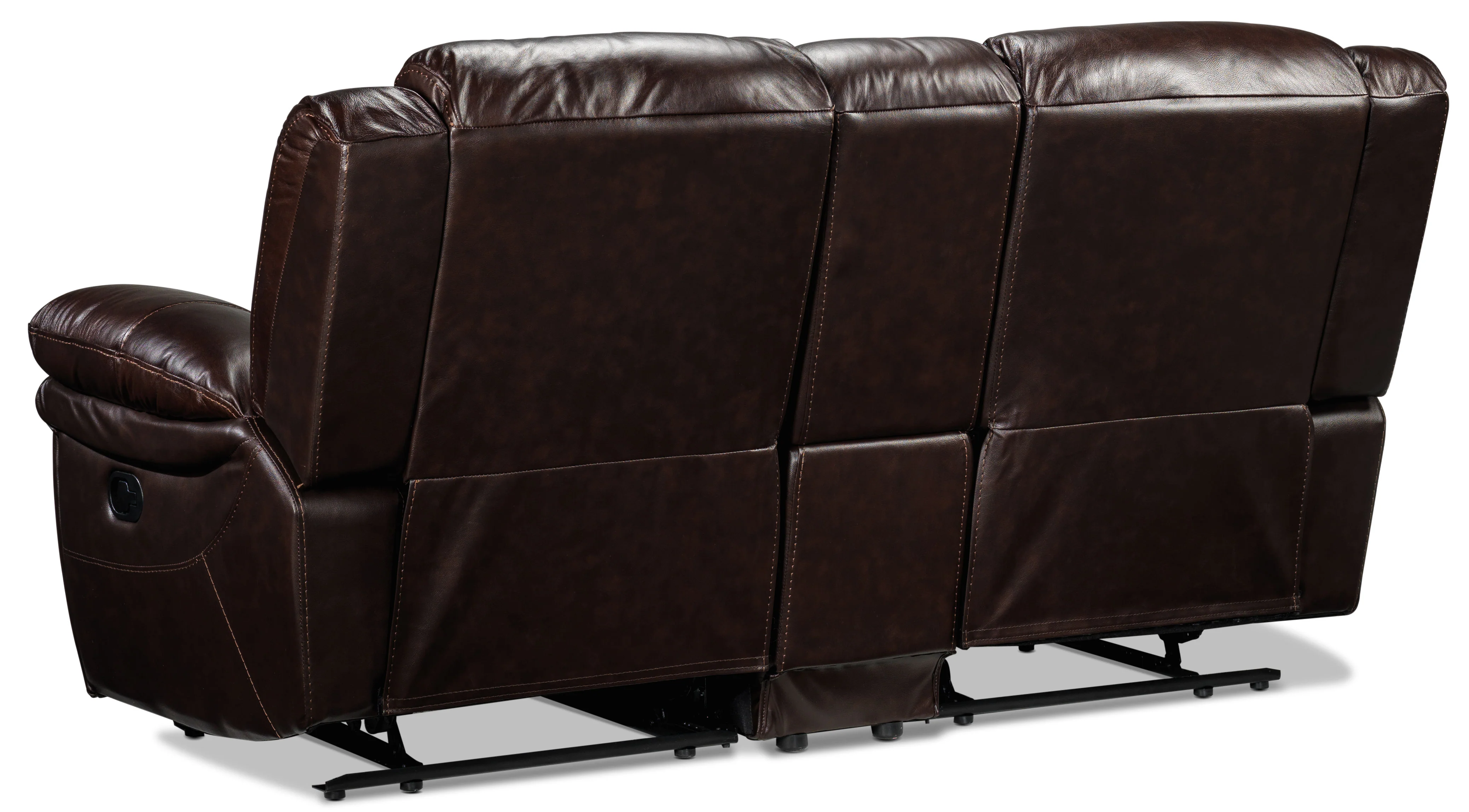 Cooper Leather Reclining Sofa and Loveseat with Console Set - Brown - Image 5