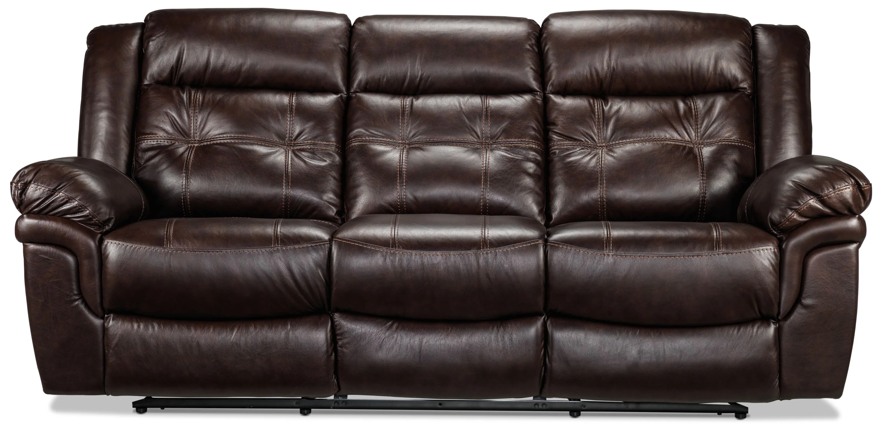 Cooper Leather Reclining Sofa - Brown - Image 3