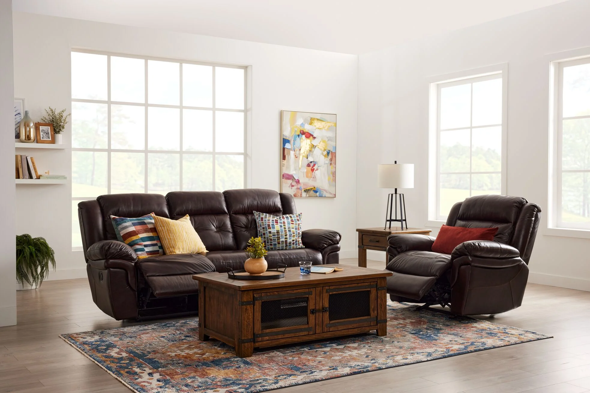 Cooper Leather Reclining Sofa - Brown - Image 5