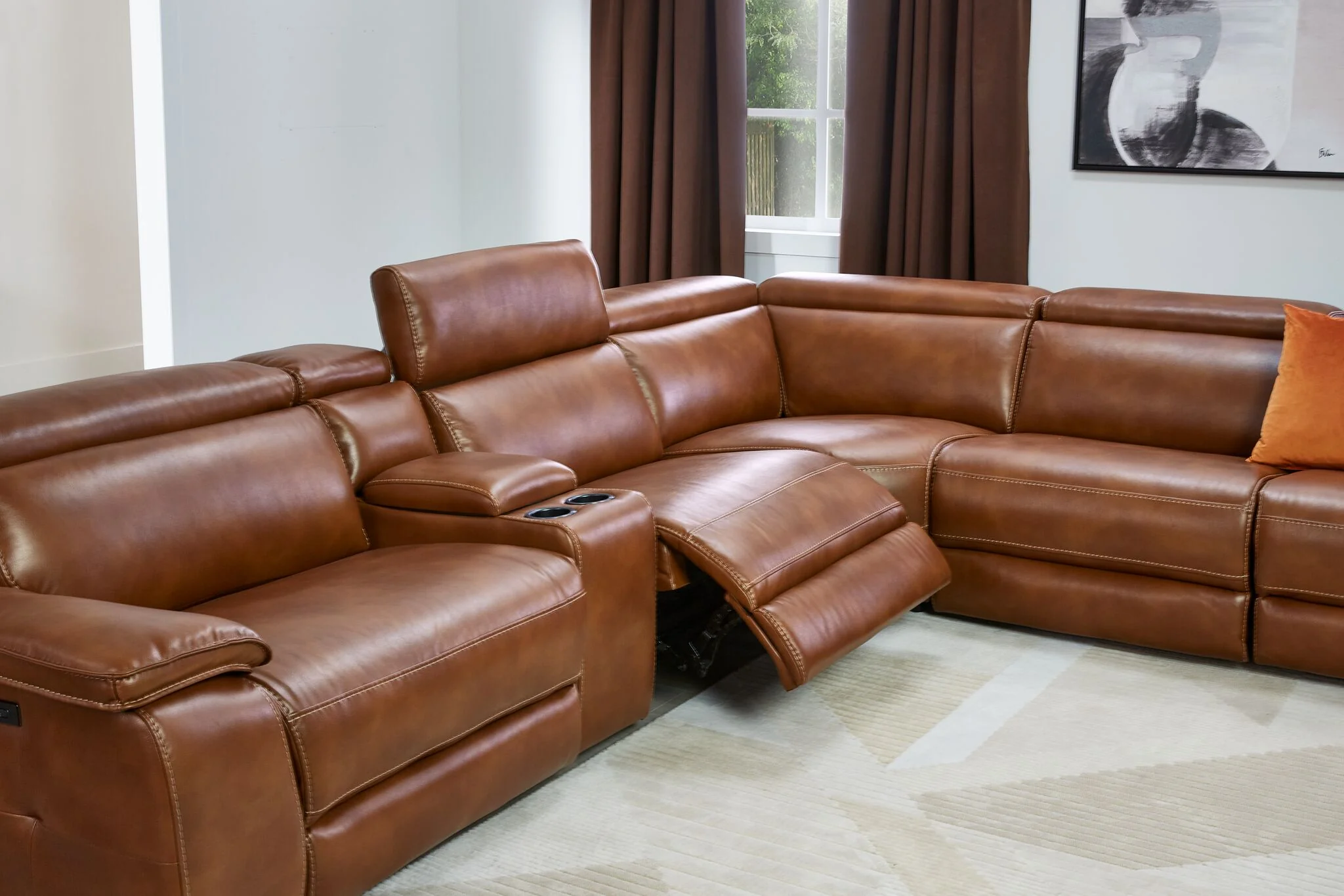 Corsica 6-Piece Dual Power Reclining Sectional - Brown - Image 3