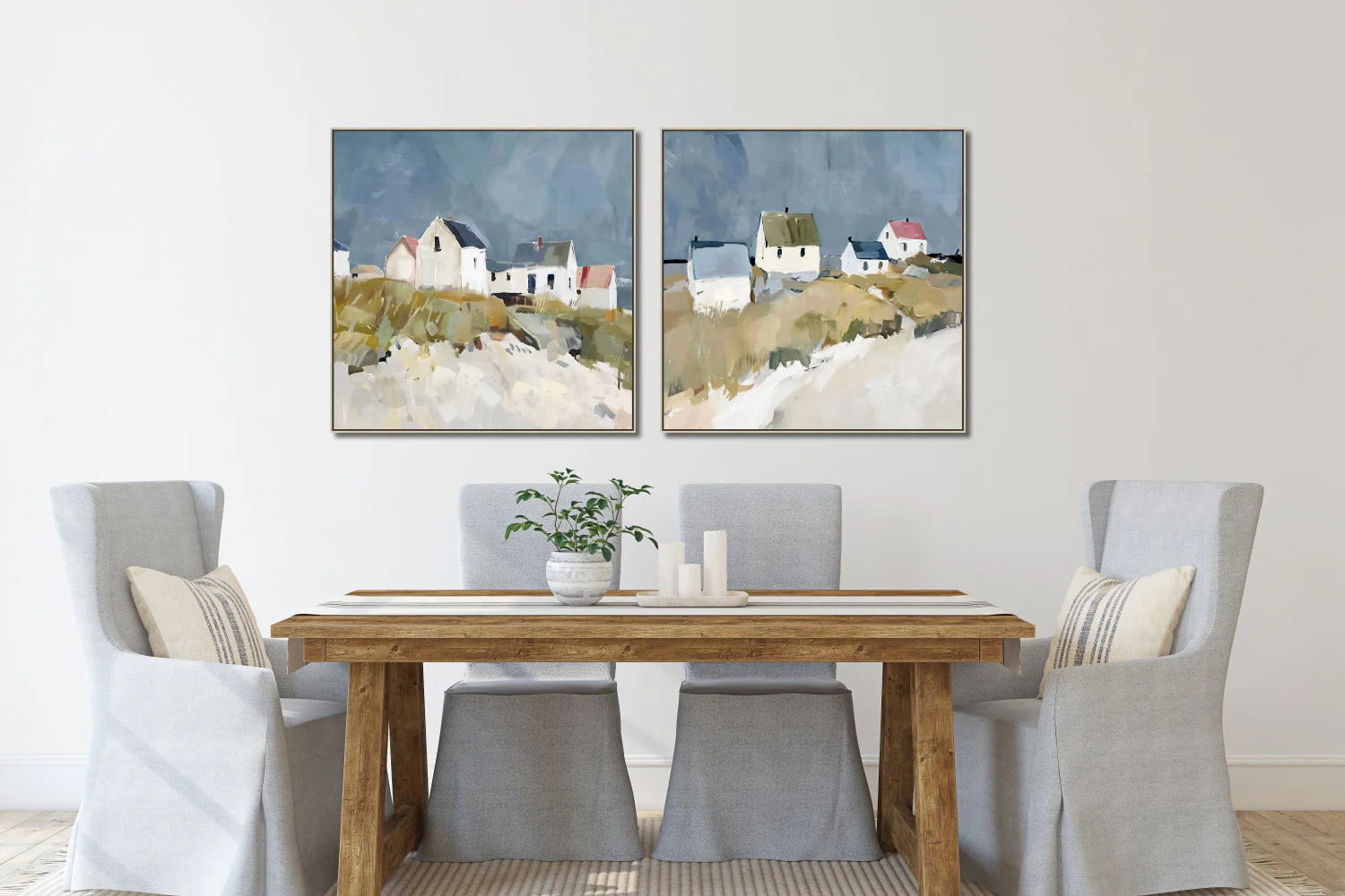 Cottages by the Dune I Wall Art - Blue/Green - 32 X 32 - Image 2