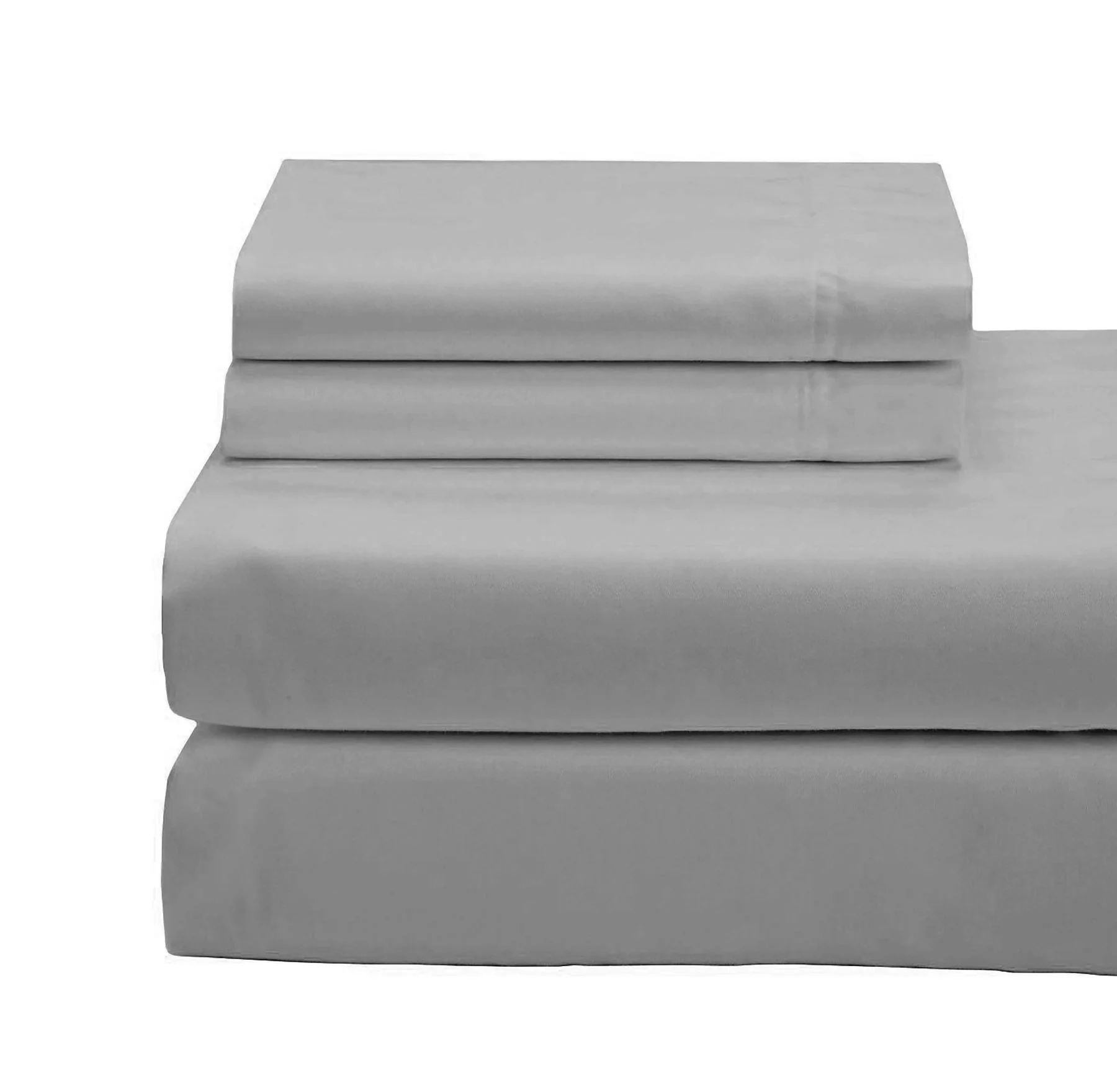 Cotton House 100% Combed Cotton Queen Sheet Set - 650 Thread Count Light Grey - Image 2