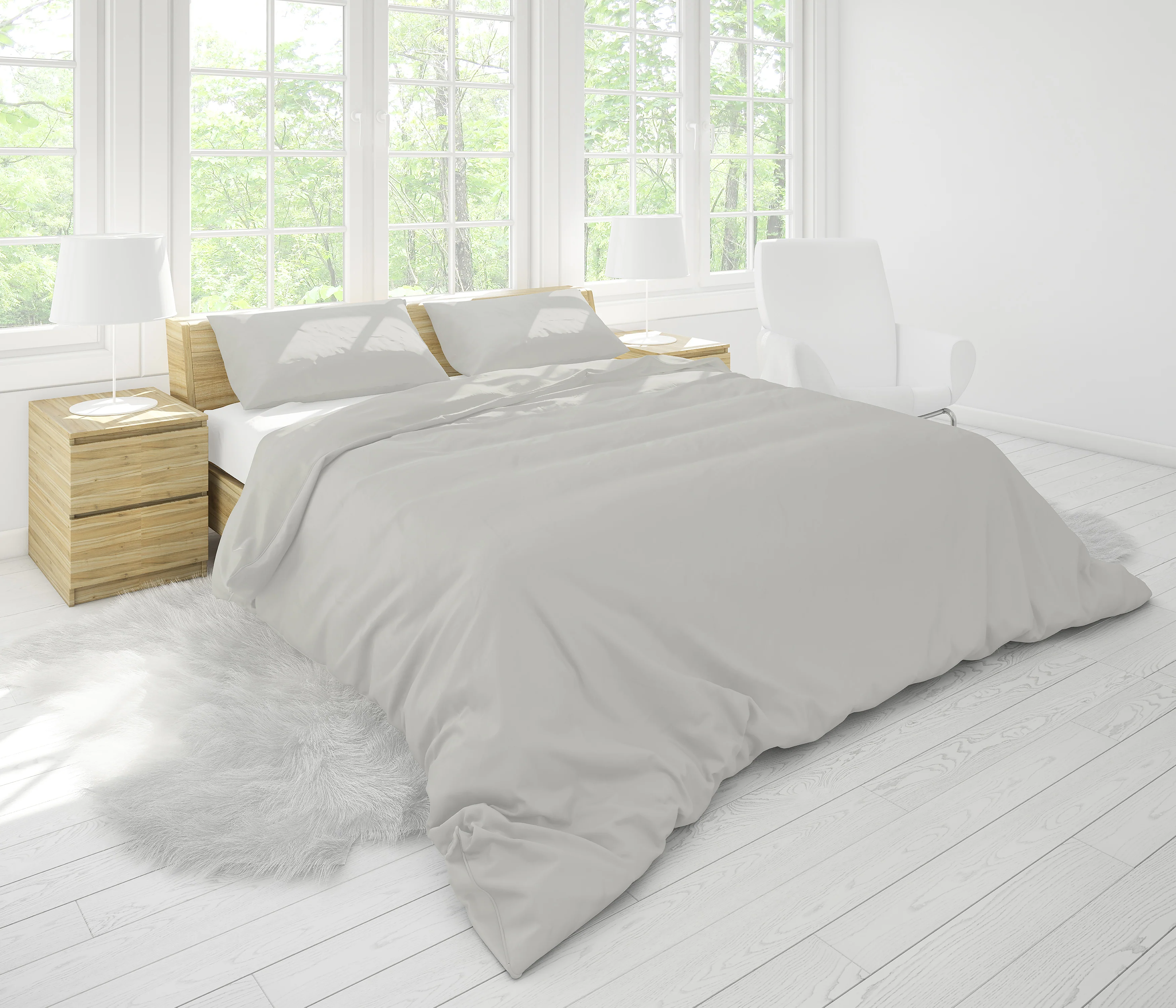Cotton House 3-Piece King Duvet Cover Set - Silver