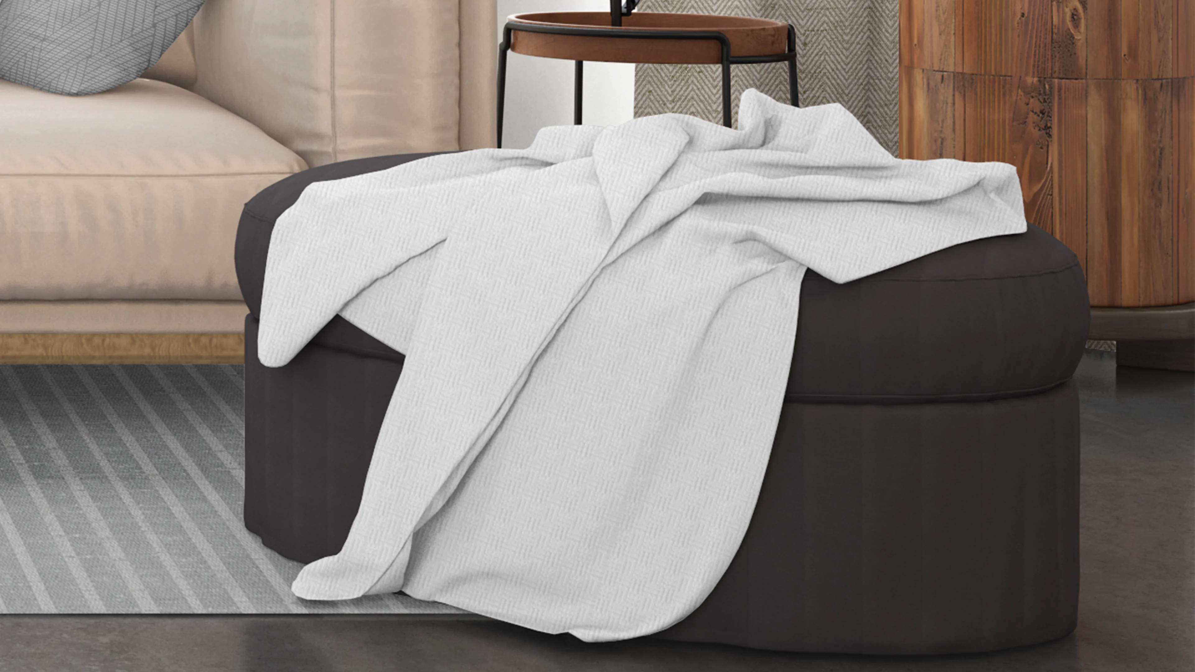 Cotton House Double/Queen Textured Blanket - White - Image 2