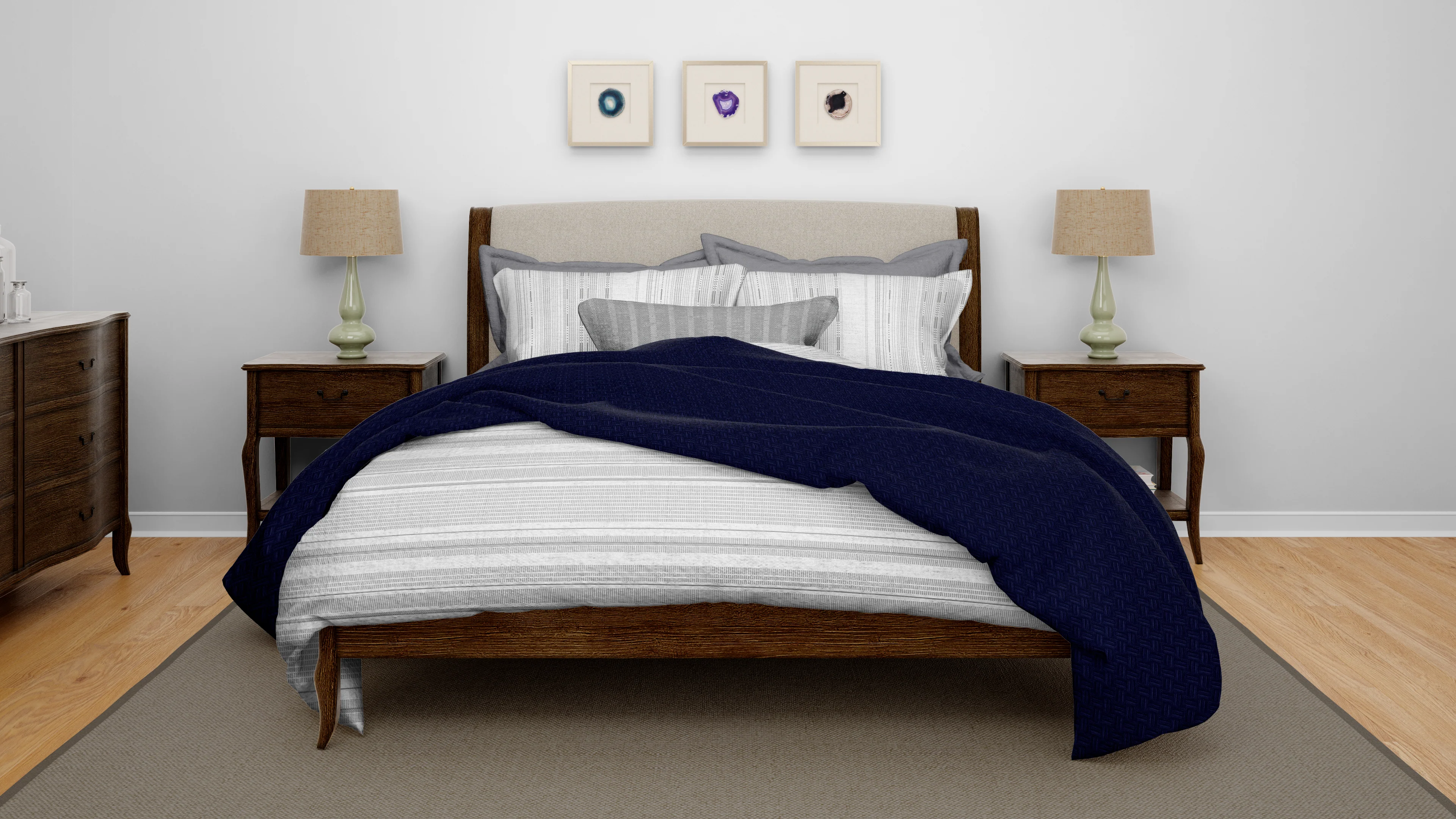 Cotton House King Textured Blanket - Blue