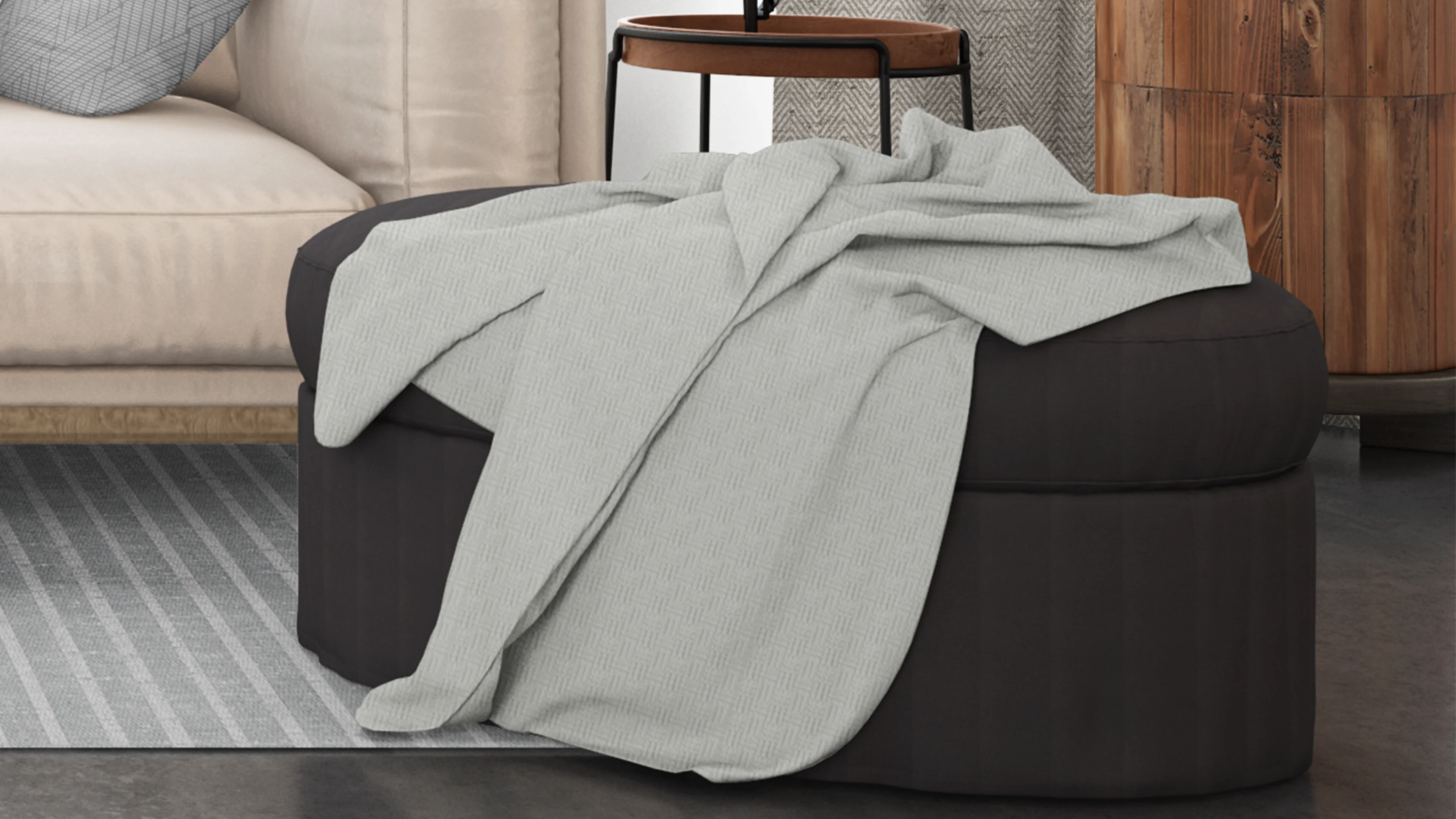 Cotton House King Textured Blanket - Grey - Image 2