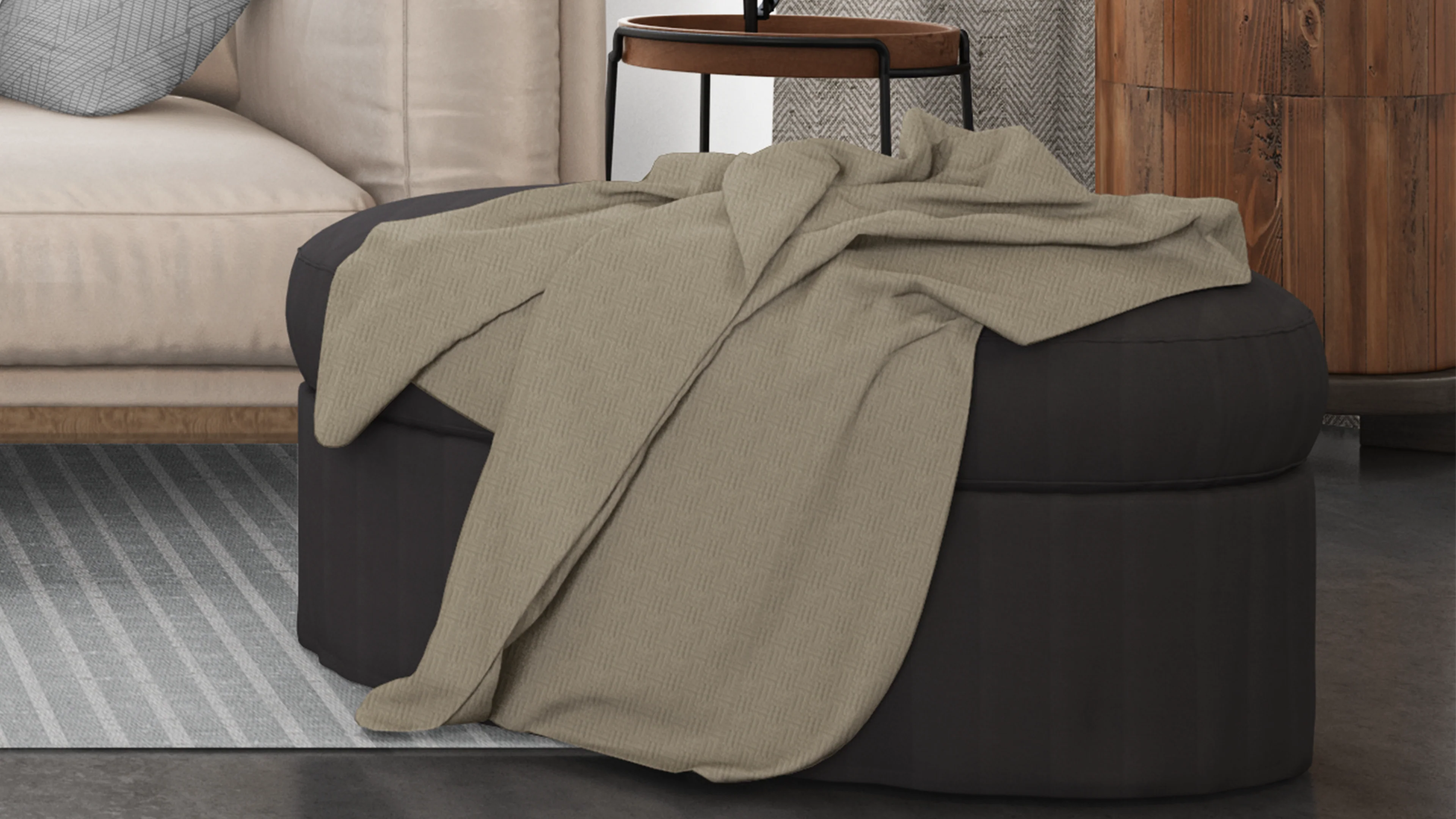 Cotton House Twin Textured Blanket - Beige - Image 2