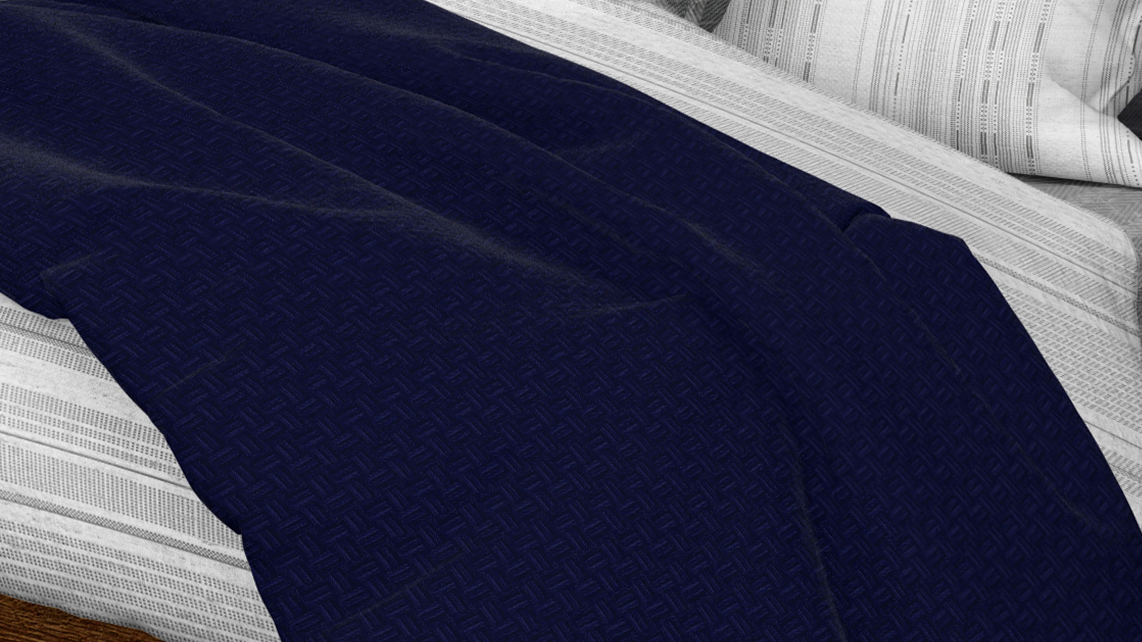 Cotton House Twin Textured Blanket - Blue - Image 3
