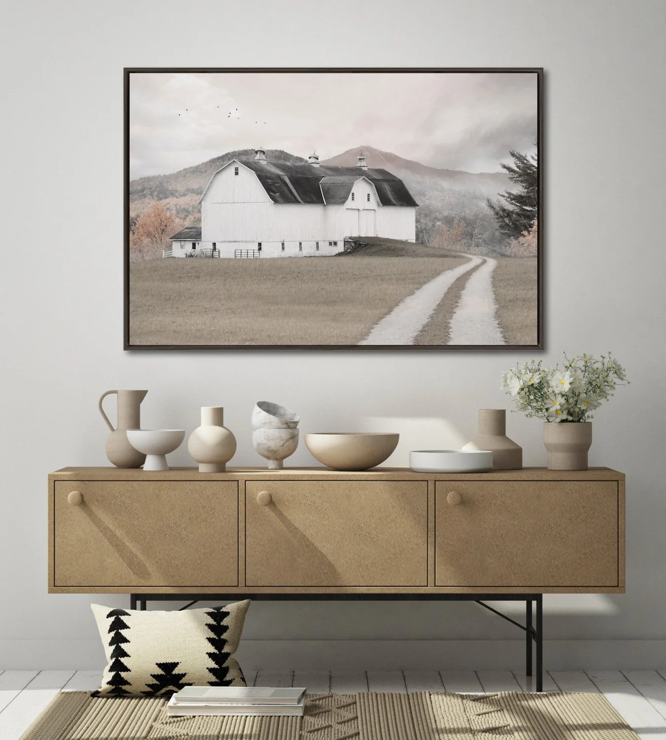 Country Calm Wall Art - White/Black/Grey - 30 X 45 - Image 2