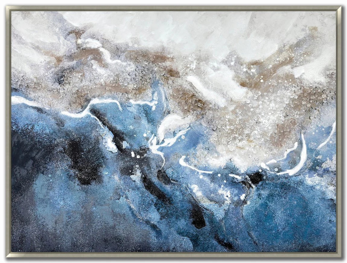 Crashing Wall Art - Blue/Grey - 36 X 48