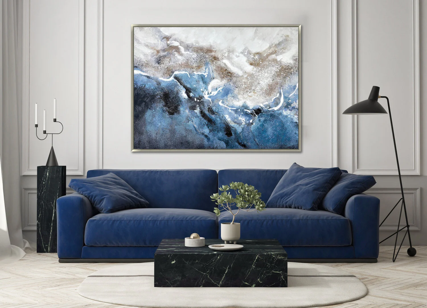 Crashing Wall Art - Blue/Grey - 36 X 48 - Image 2