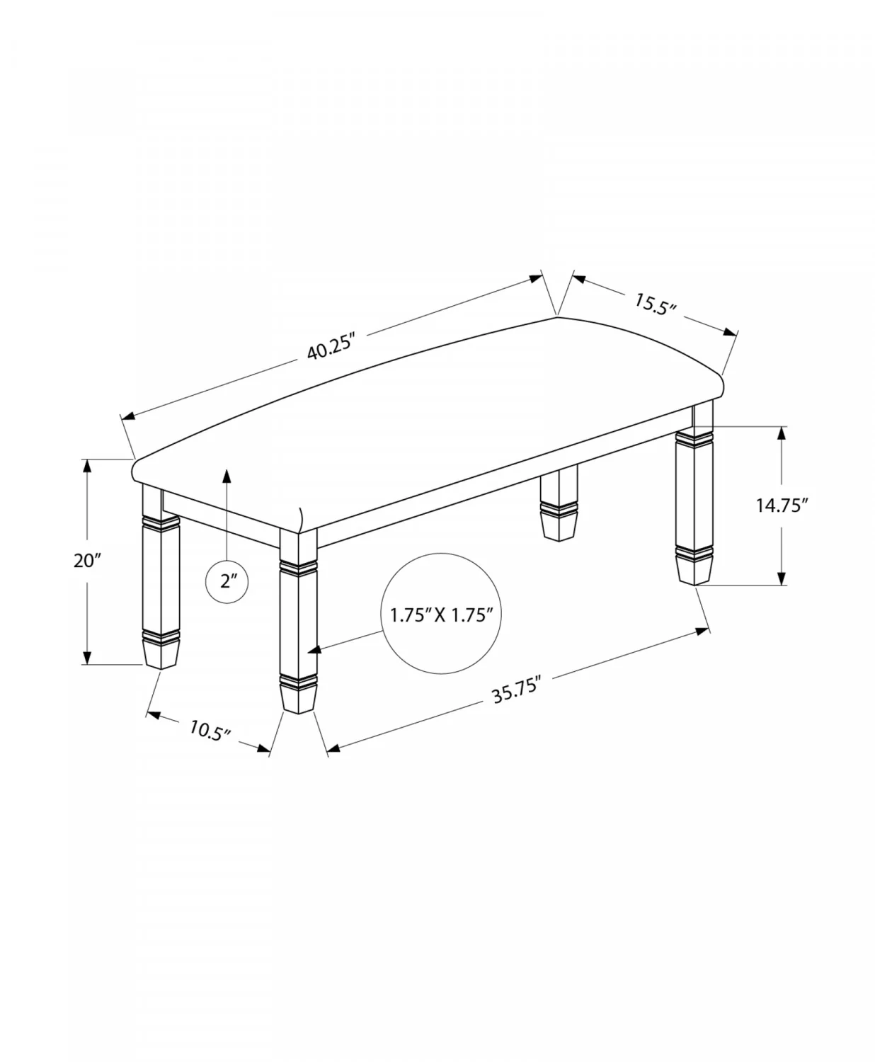 Dalen Bench - Grey - Image 3