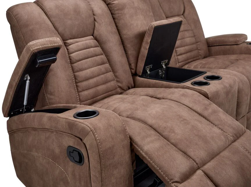 Dallas Glider Reclining Loveseat- Mocha - Image 5