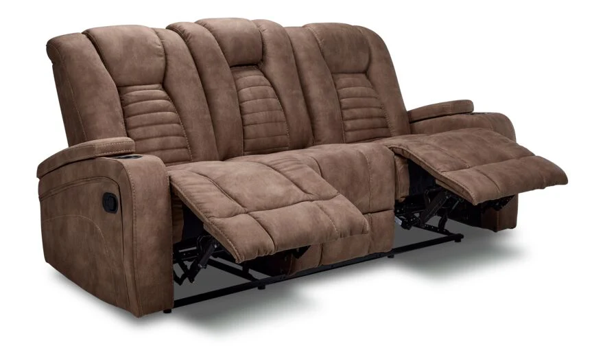 Dallas Reclining Sofa With Drop Down Table - Mocha - Image 2