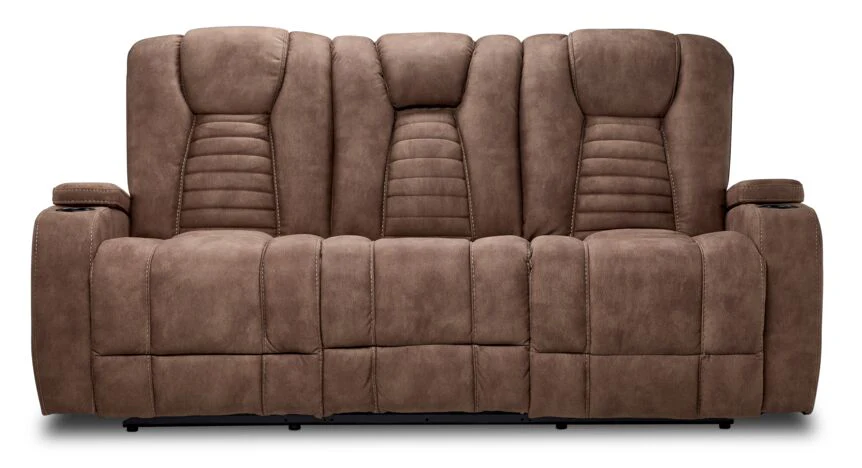 Dallas Reclining Sofa With Drop Down Table - Mocha - Image 3