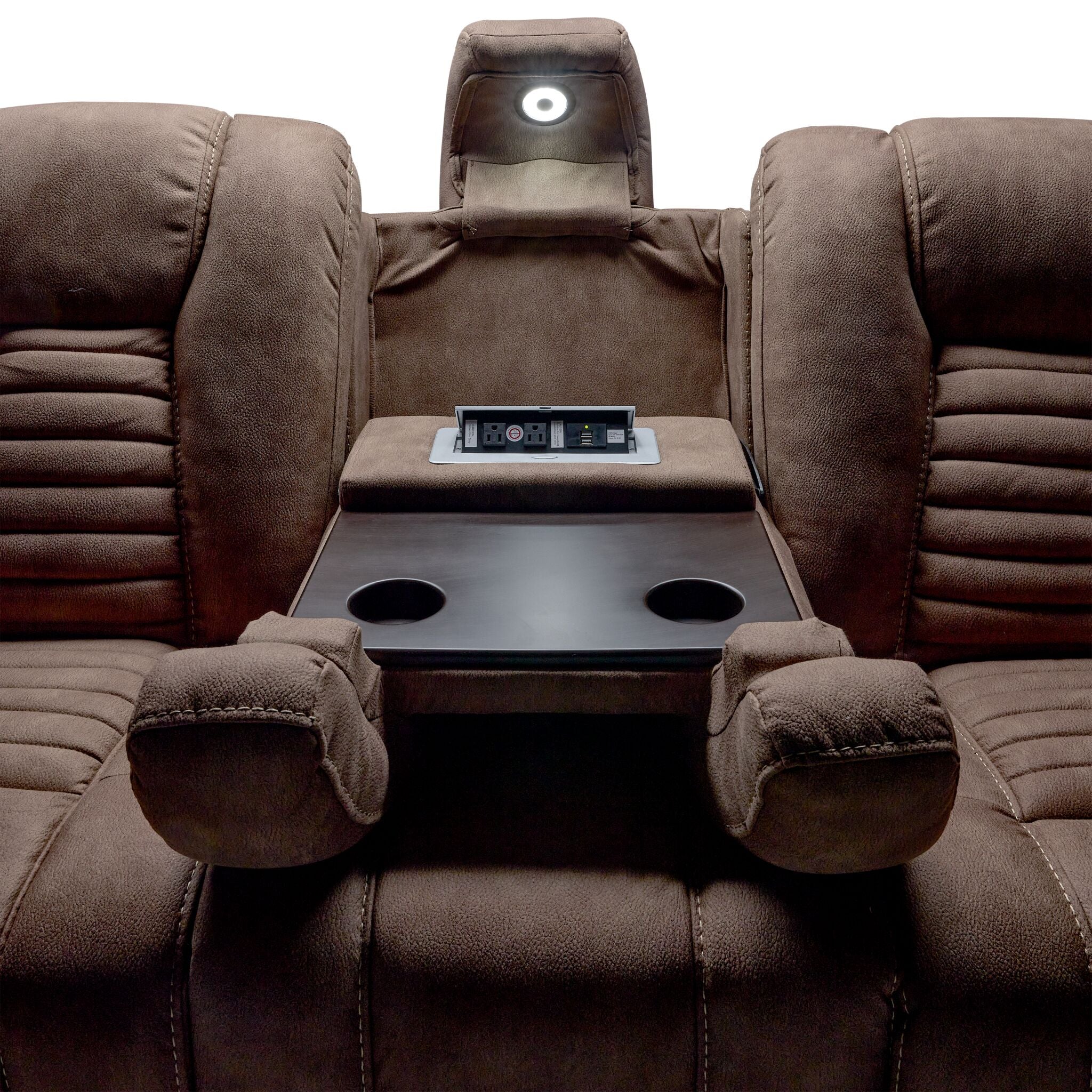 Dallas Reclining Sofa With Drop Down Table - Mocha - Image 8
