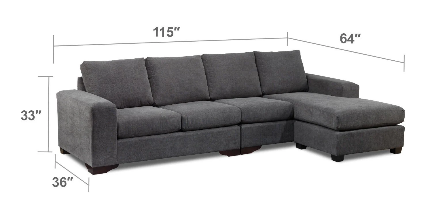 Danielle 2-Piece Sectional with Right-Facing Chaise - Grey - Image 6