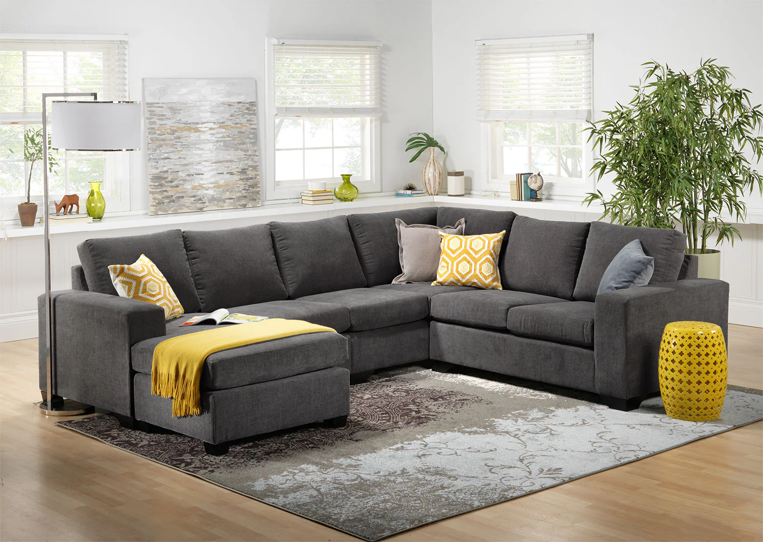 Danielle 3-Piece Sectional with Left-Facing Corner Wedge - Grey - Image 2