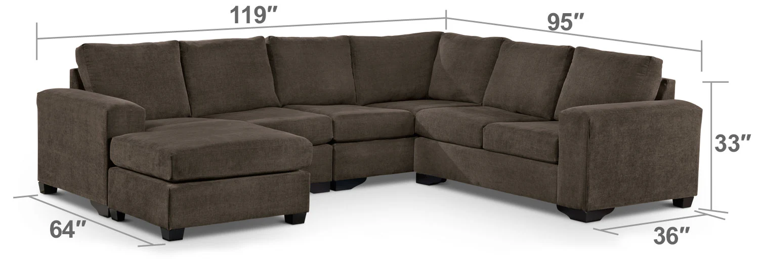 Danielle 3-Piece Sectional with Left-Facing Corner Wedge - Java - Image 5