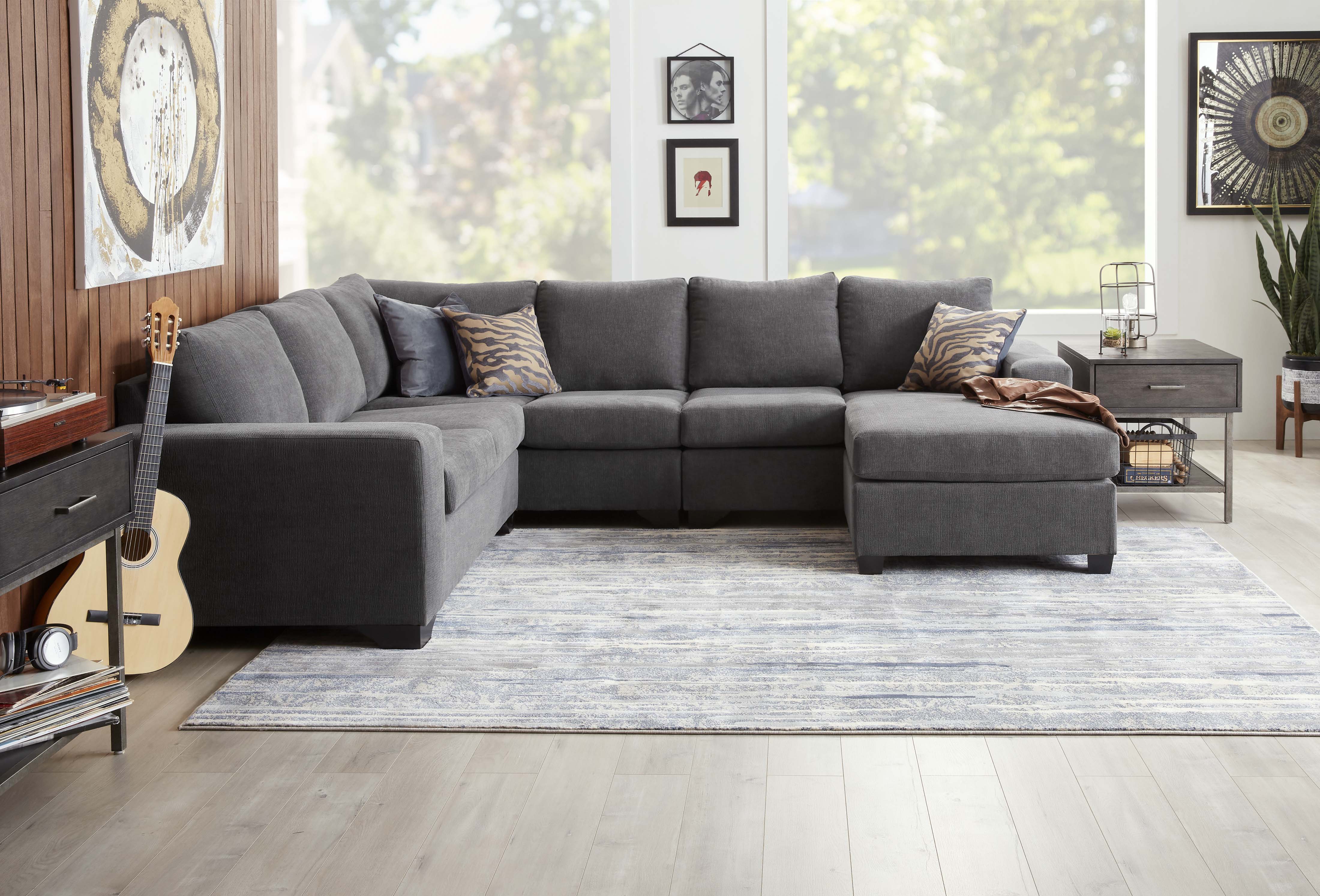 Danielle 3-Piece Sectional with Right-Facing Corner Wedge - Grey - Image 2