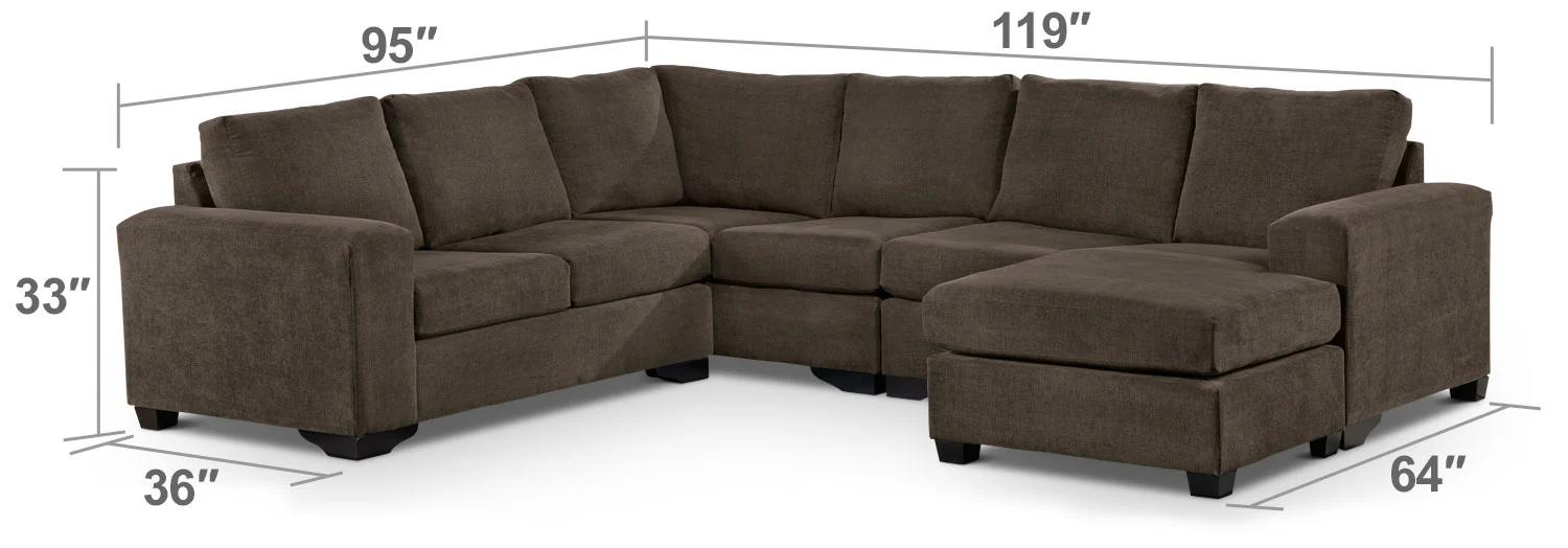 Danielle 3-Piece Sectional with Right-Facing Corner Wedge - Java - Image 5