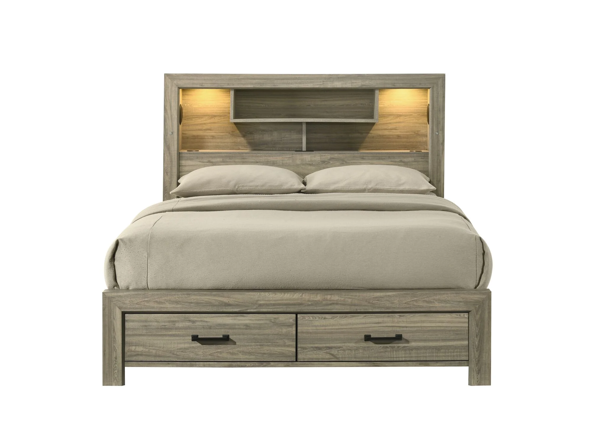 Dario 3-Piece Queen Storage Bed - Light Brown, Beige - Image 2