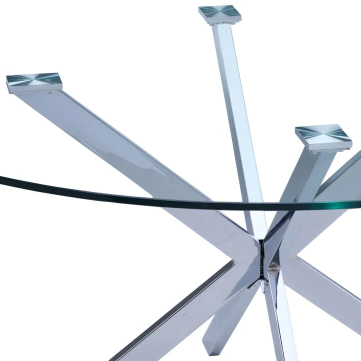 Darron Round Glass Dining Table - Glass, Chrome - Image 2