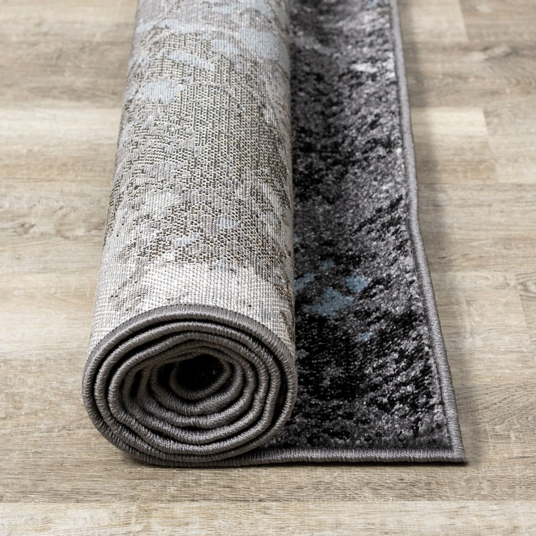Dawn 5'3" x 7'7" Worn Crosshatch Area Rug - Grey, Blue - Image 9