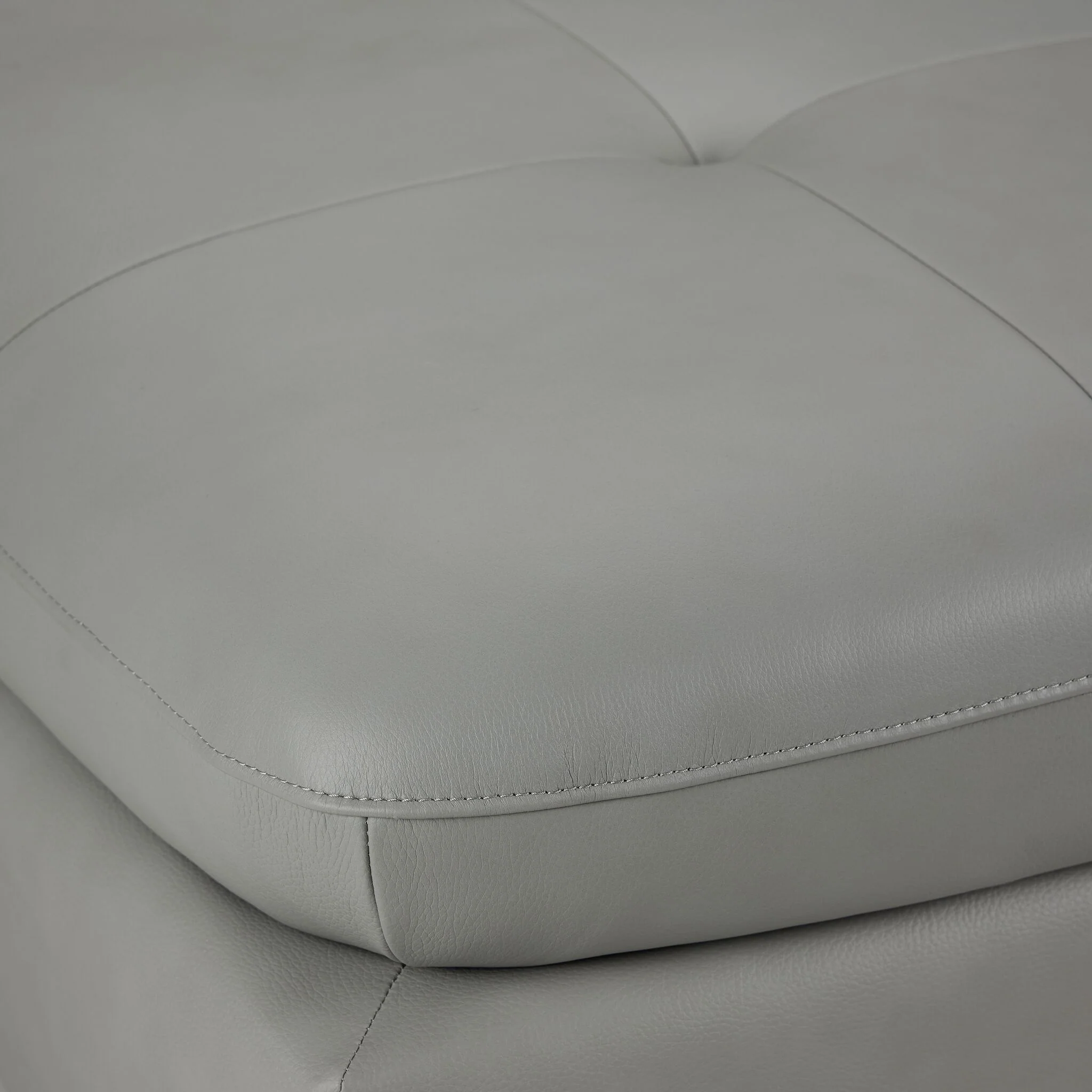 Daytona Leather Ottoman - Light Grey - Image 3