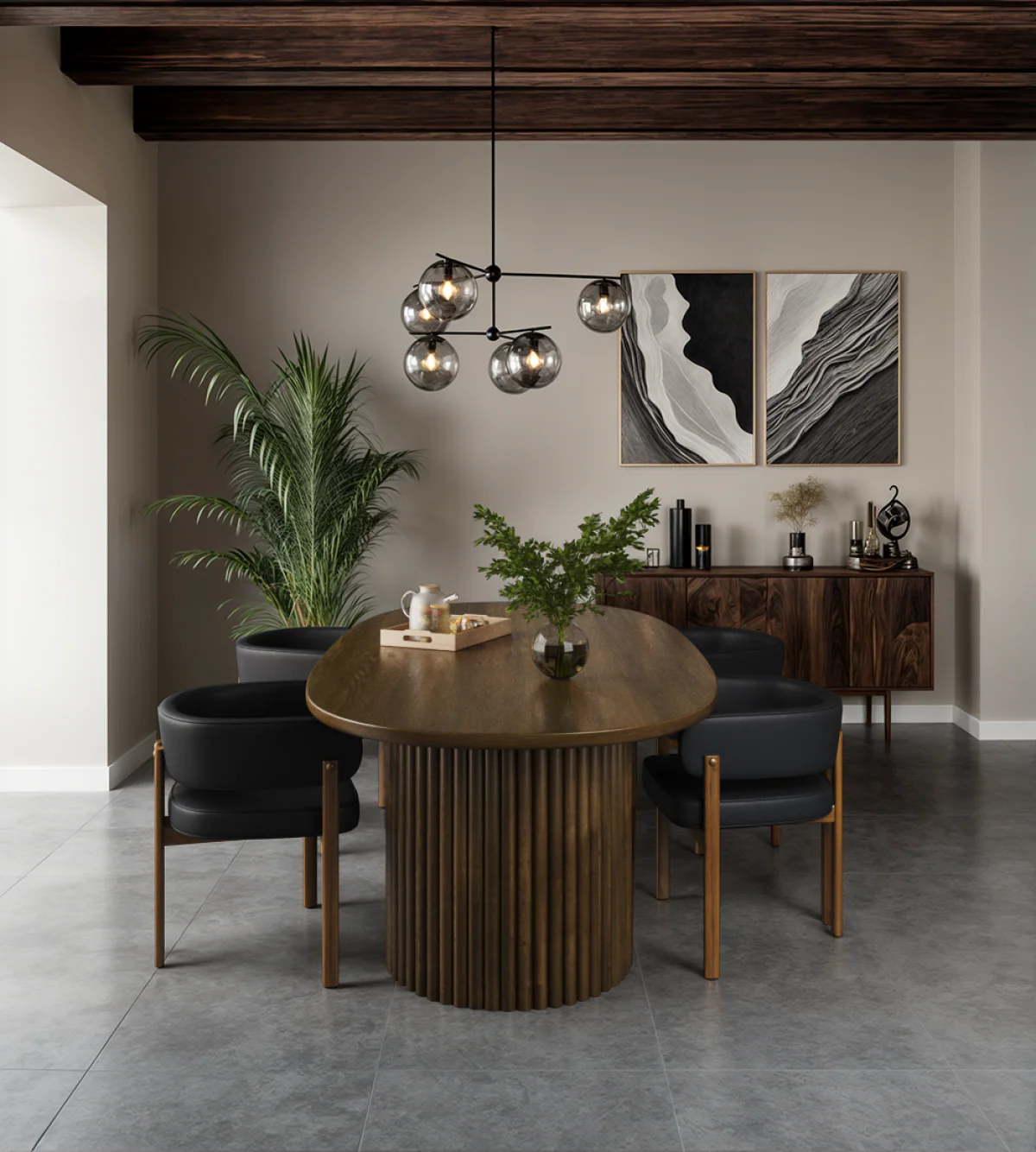 Rhett Dining Chair - Black/Walnut - Set of Two - Image 2