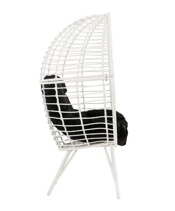 Deleau Outdoor Egg Chair - Black/White - Image 4