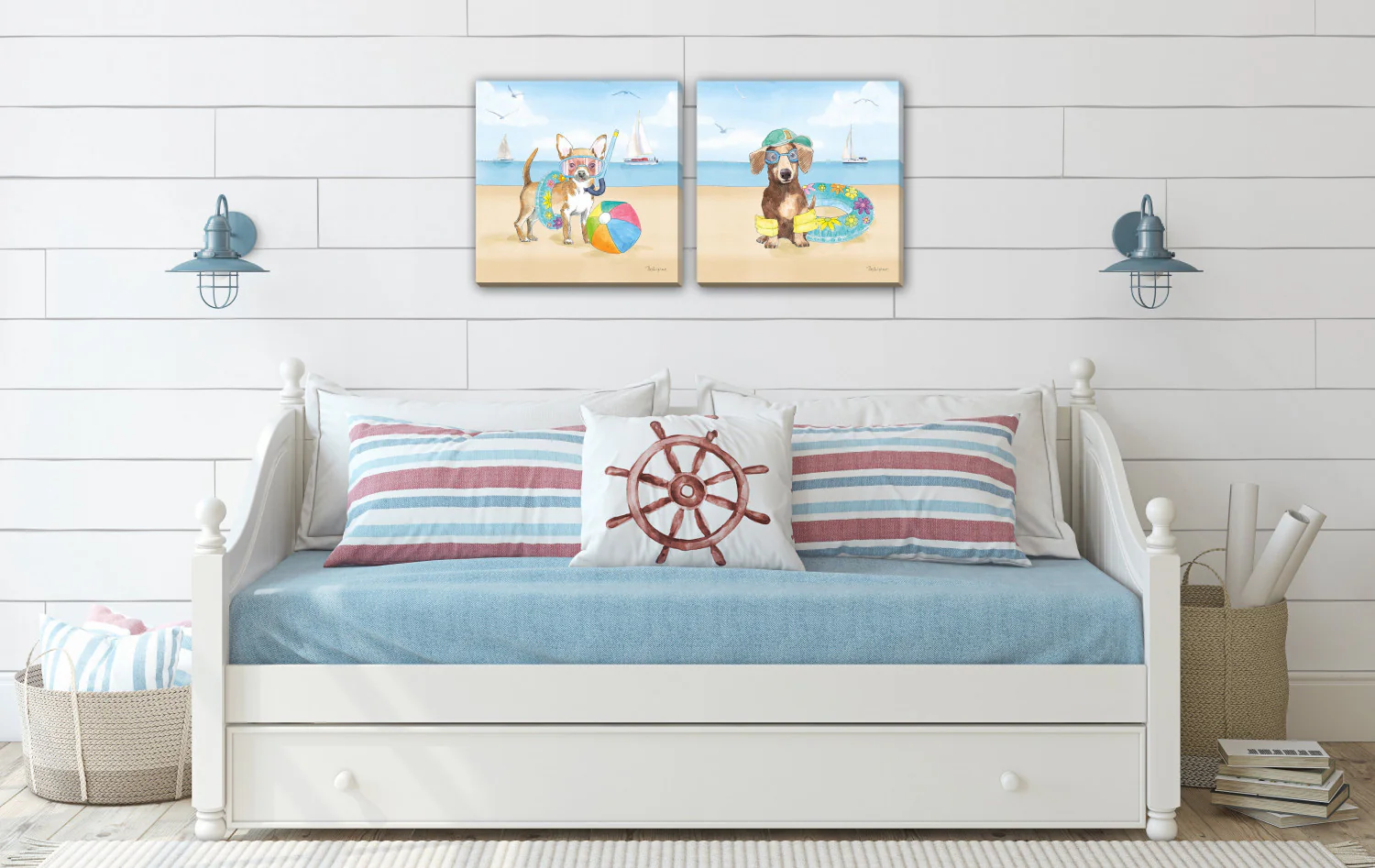 Dog Days of Summer Wall Art - Multi-Colour - 16 X 16 - Set of Two - Image 2