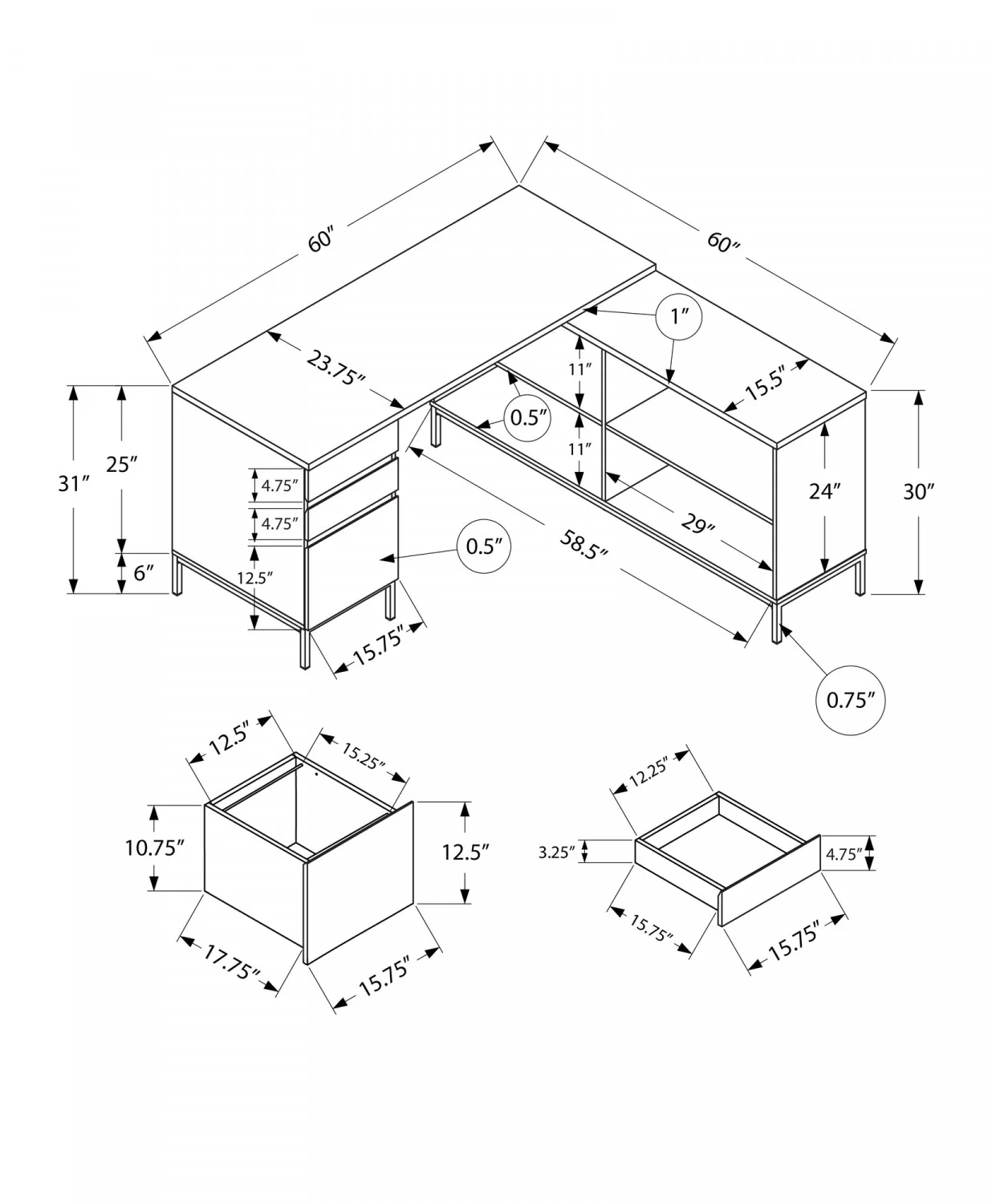 Dova Desk - Brown - Image 3