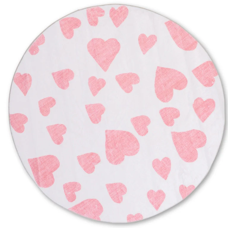 Dreamland Hearts Rug - 4ft Round - Pink