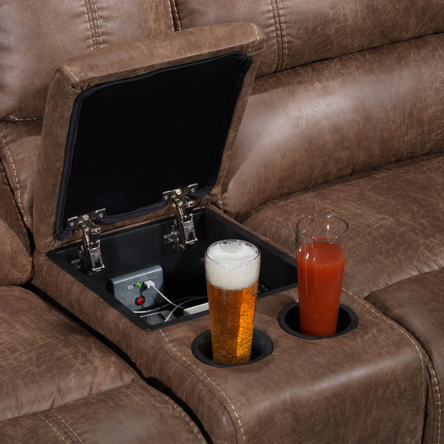 Durango Reclining Loveseat w/ Console - Saddle Brown - Image 4