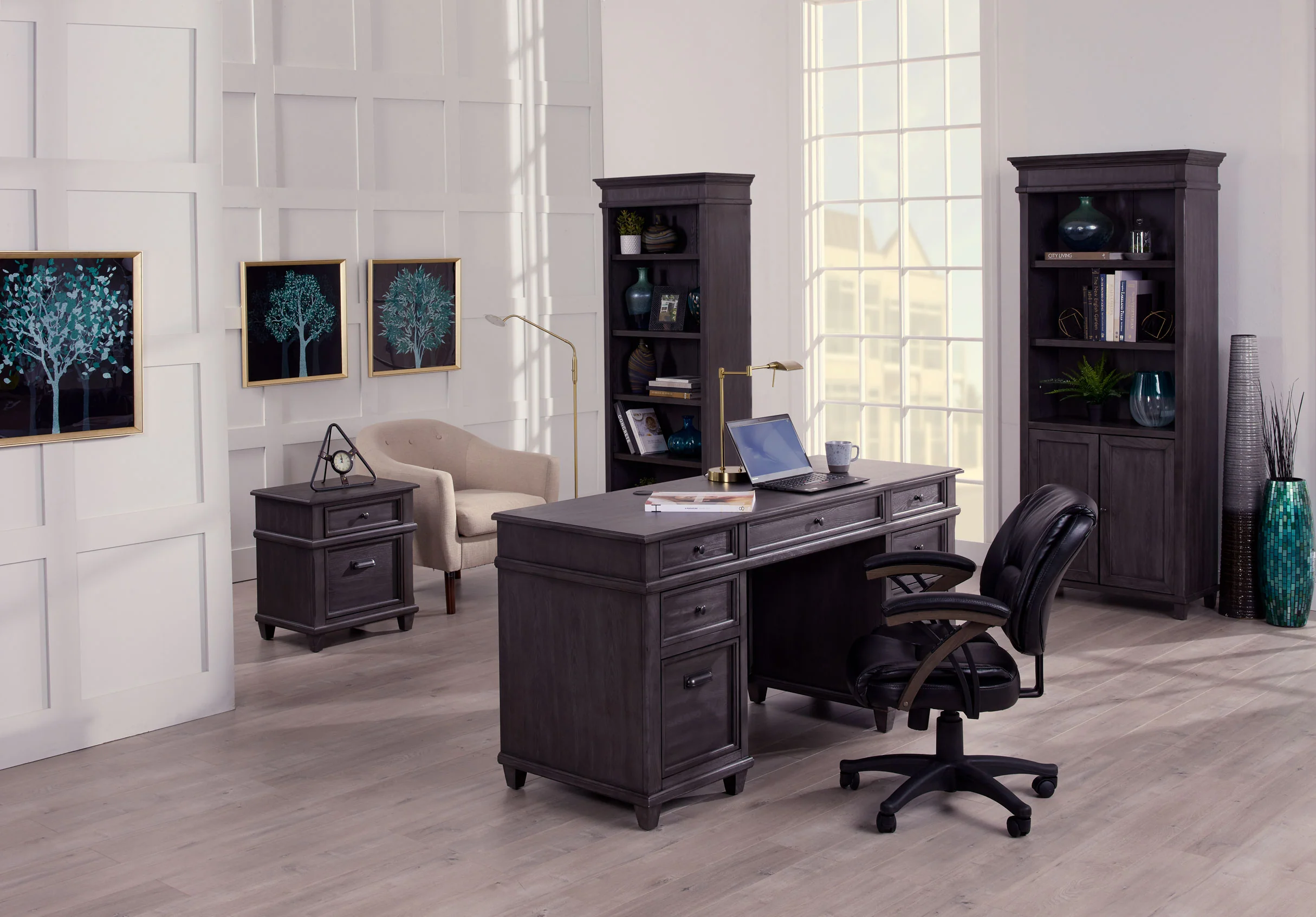 Eastwood 2 Door Bookcase - Grey - Image 3