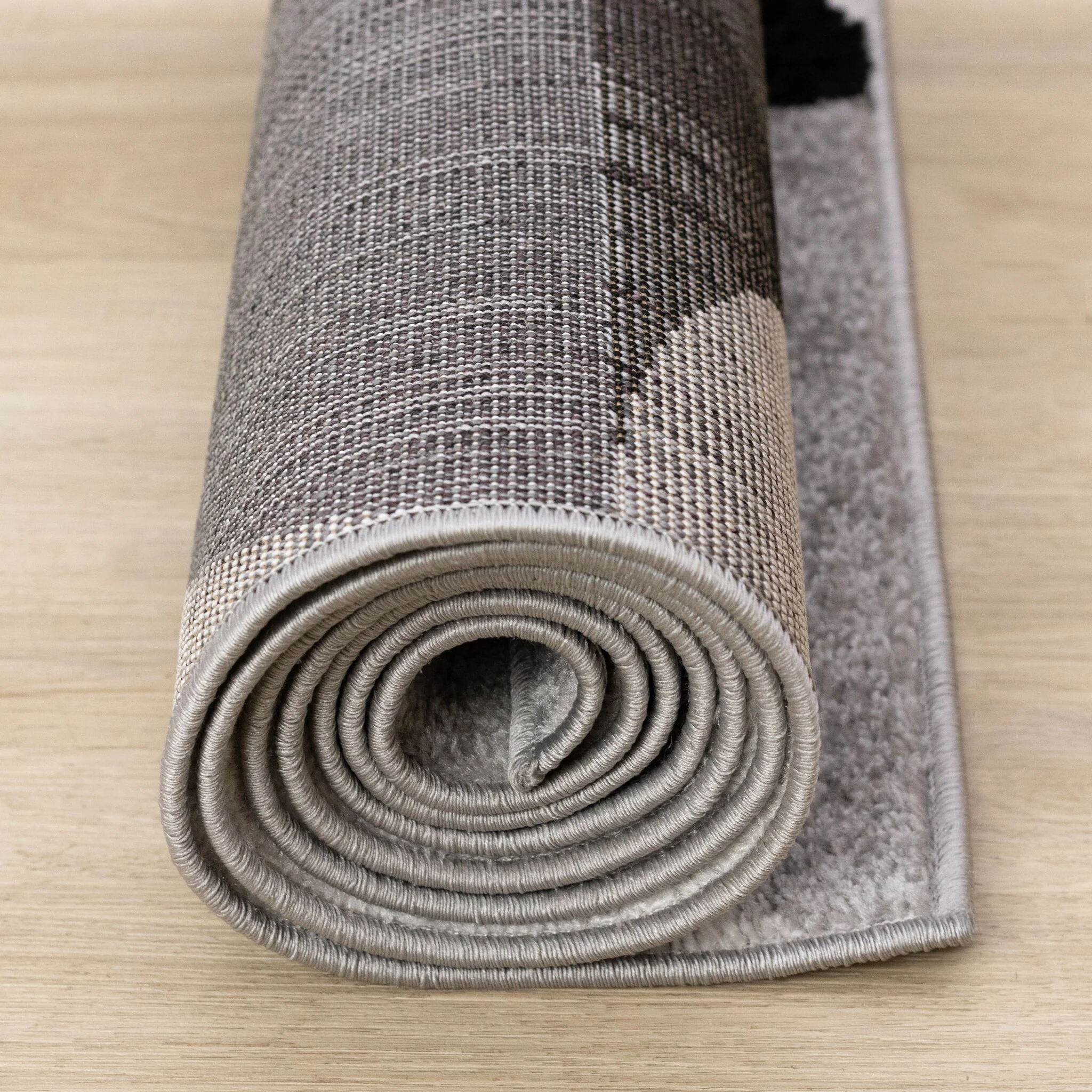 Eclipse 6'7" x 9'6" Mid-Century Modern Design Area Rug - Grey, Black, White - Image 10