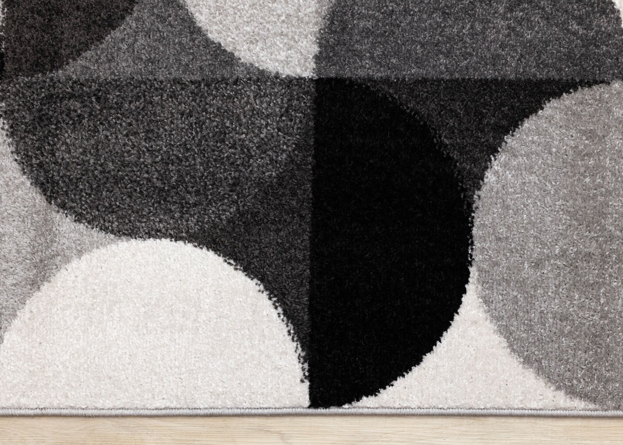 Eclipse 6'7" x 9'6" Mid-Century Modern Design Area Rug - Grey, Black, White - Image 4