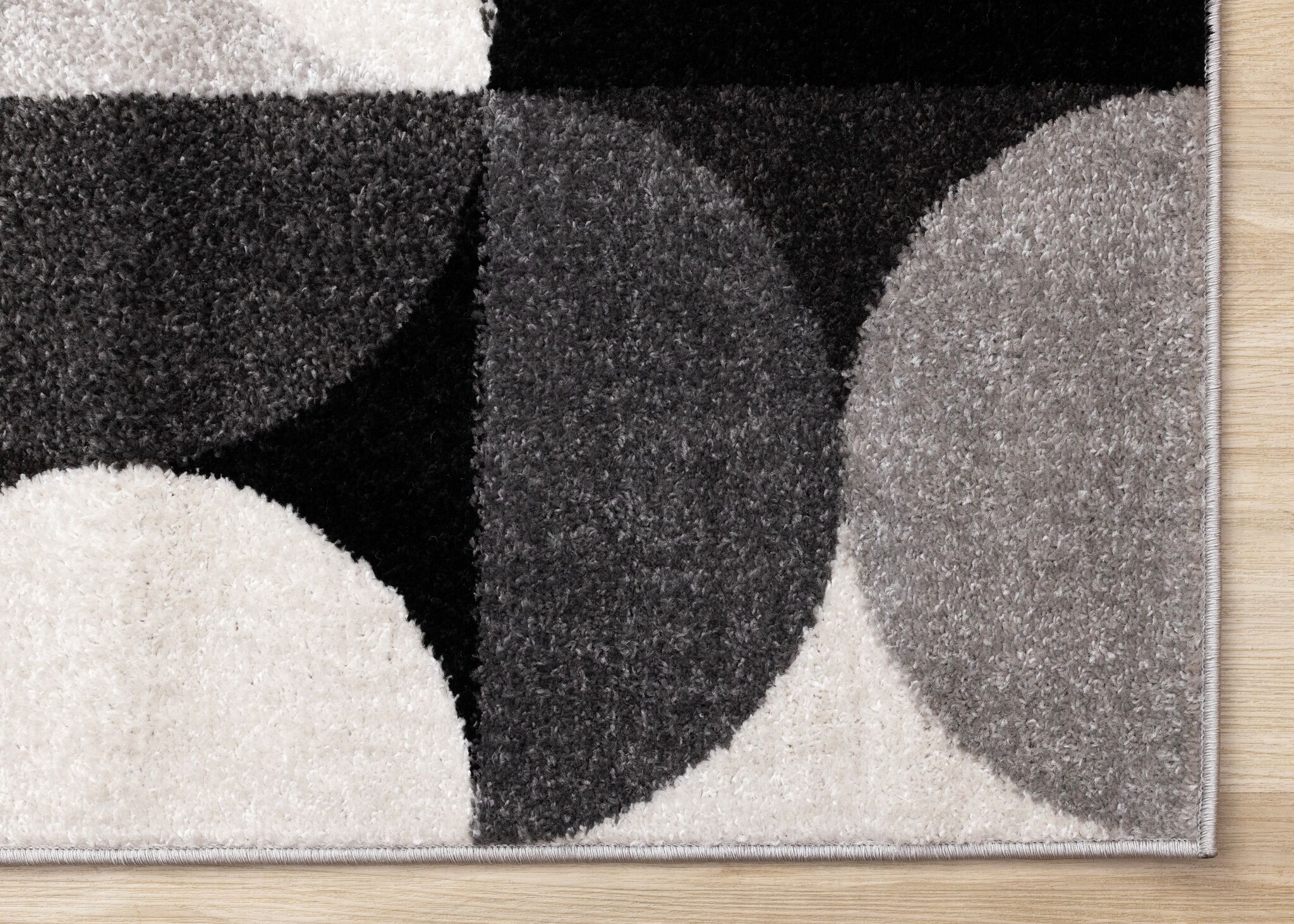 Eclipse 6'7" x 9'6" Mid-Century Modern Design Area Rug - Grey, Black, White - Image 6
