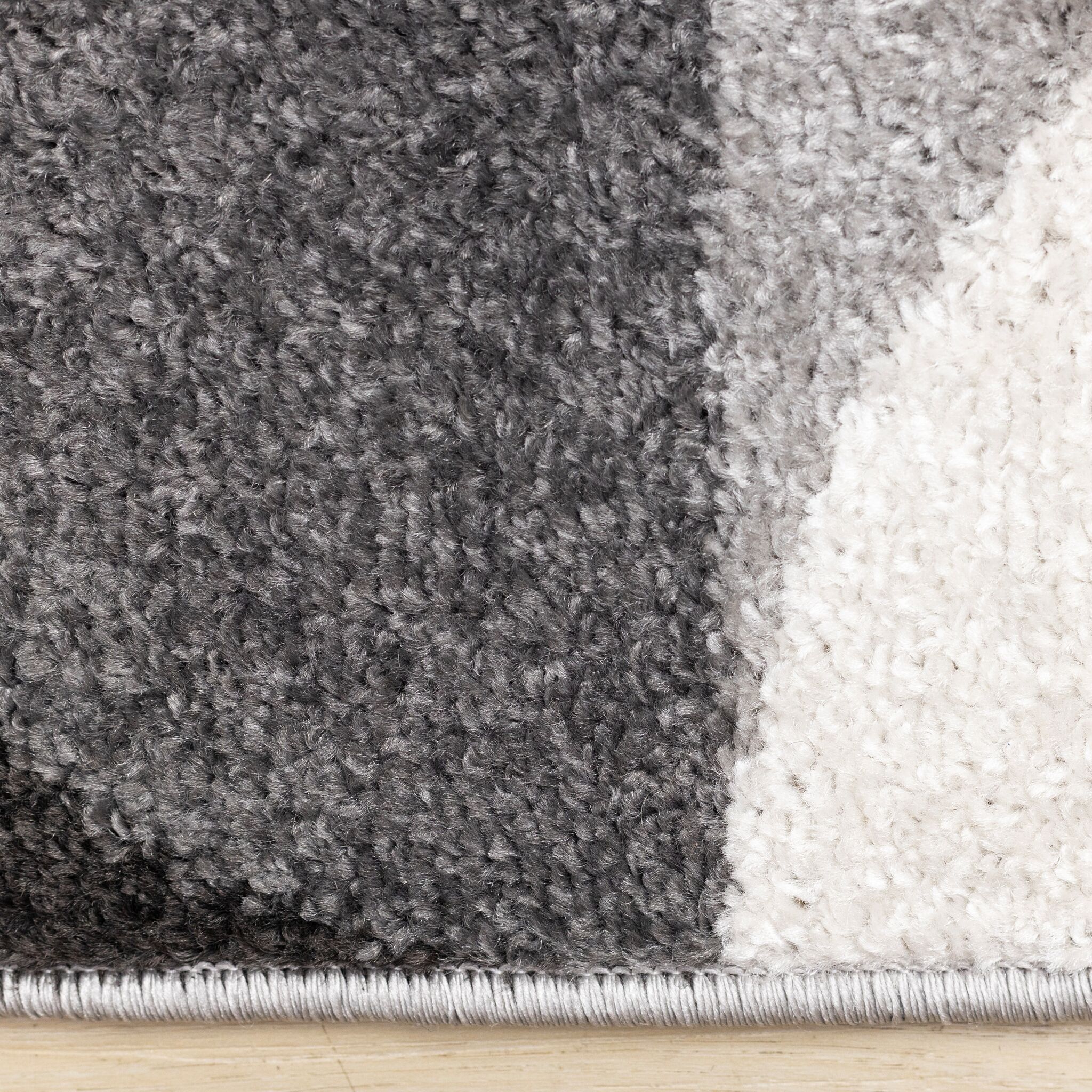 Eclipse 6'7" x 9'6" Mid-Century Modern Design Area Rug - Grey, Black, White - Image 7