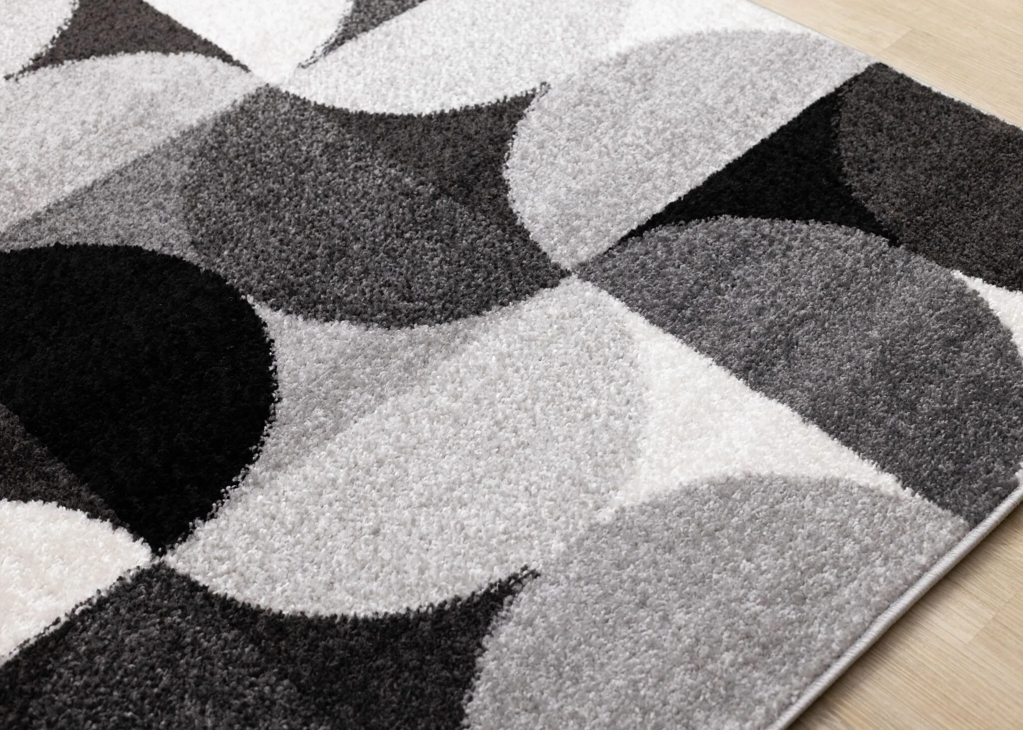 Eclipse 7'10" x 10'6" Mid-Century Modern Design Area Rug - Grey, Black, White - Image 3