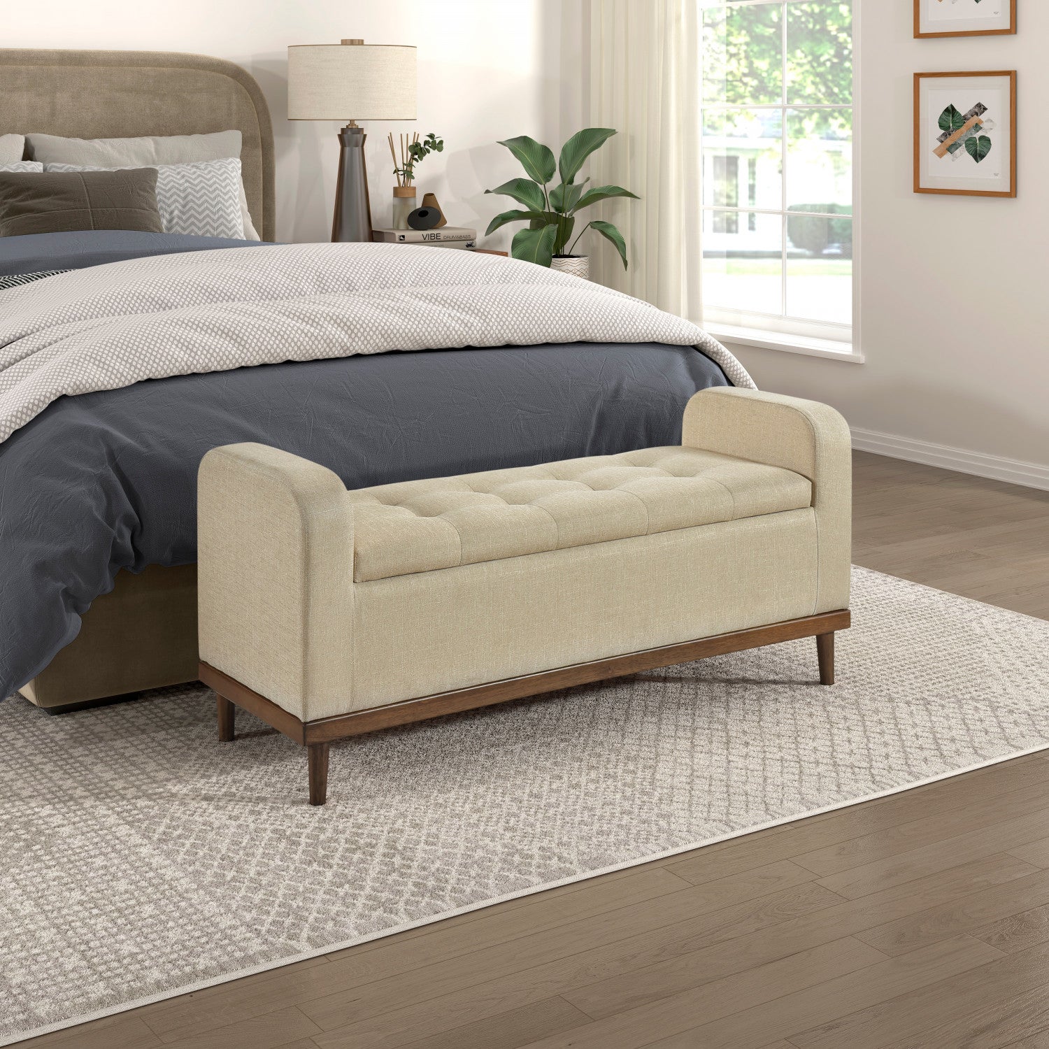 Elayne Ottoman Bench - Light Brown - Image 2