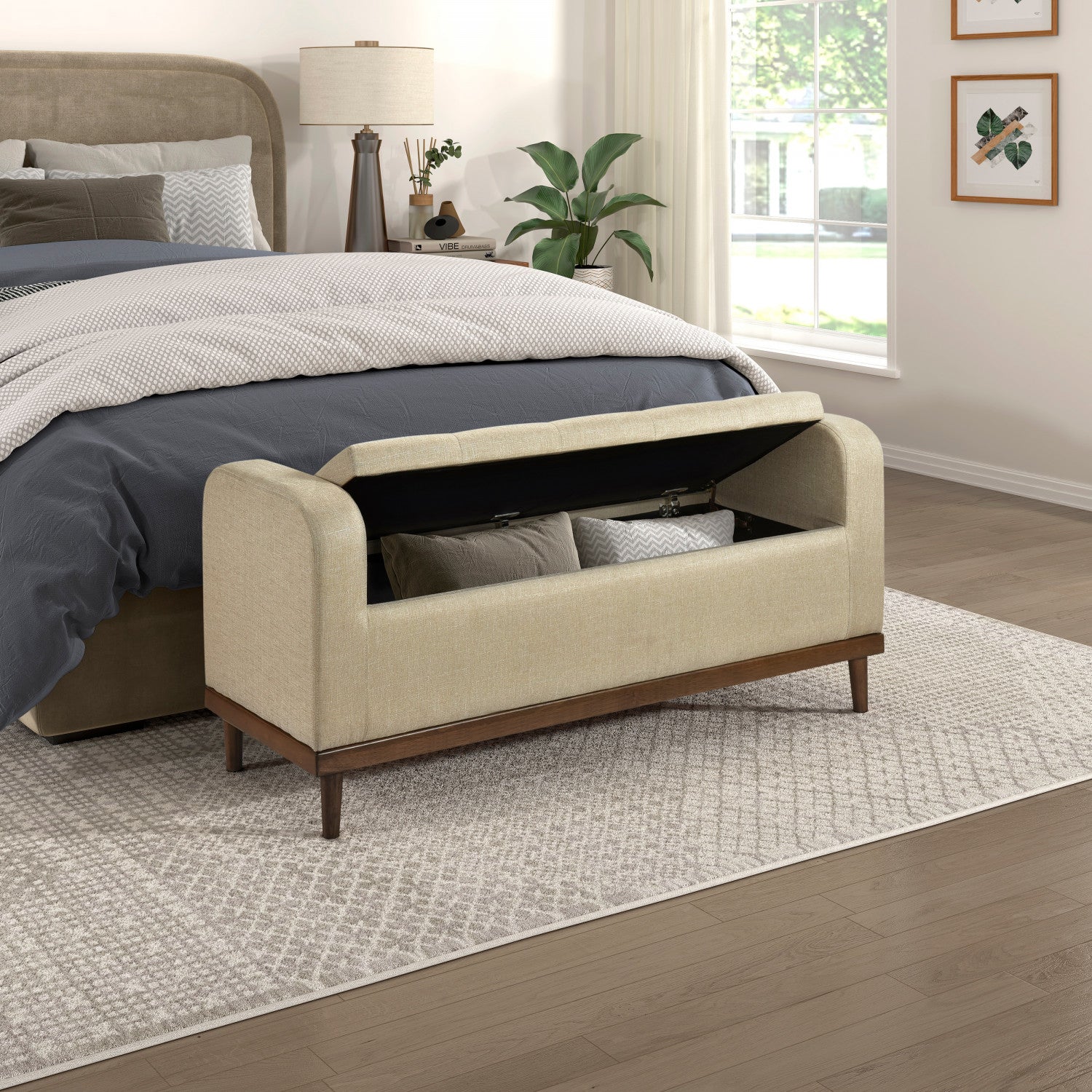 Elayne Ottoman Bench - Light Brown - Image 3